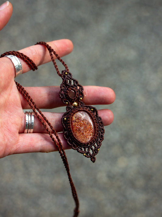 Moonstone & Confetti Sunstone necklace