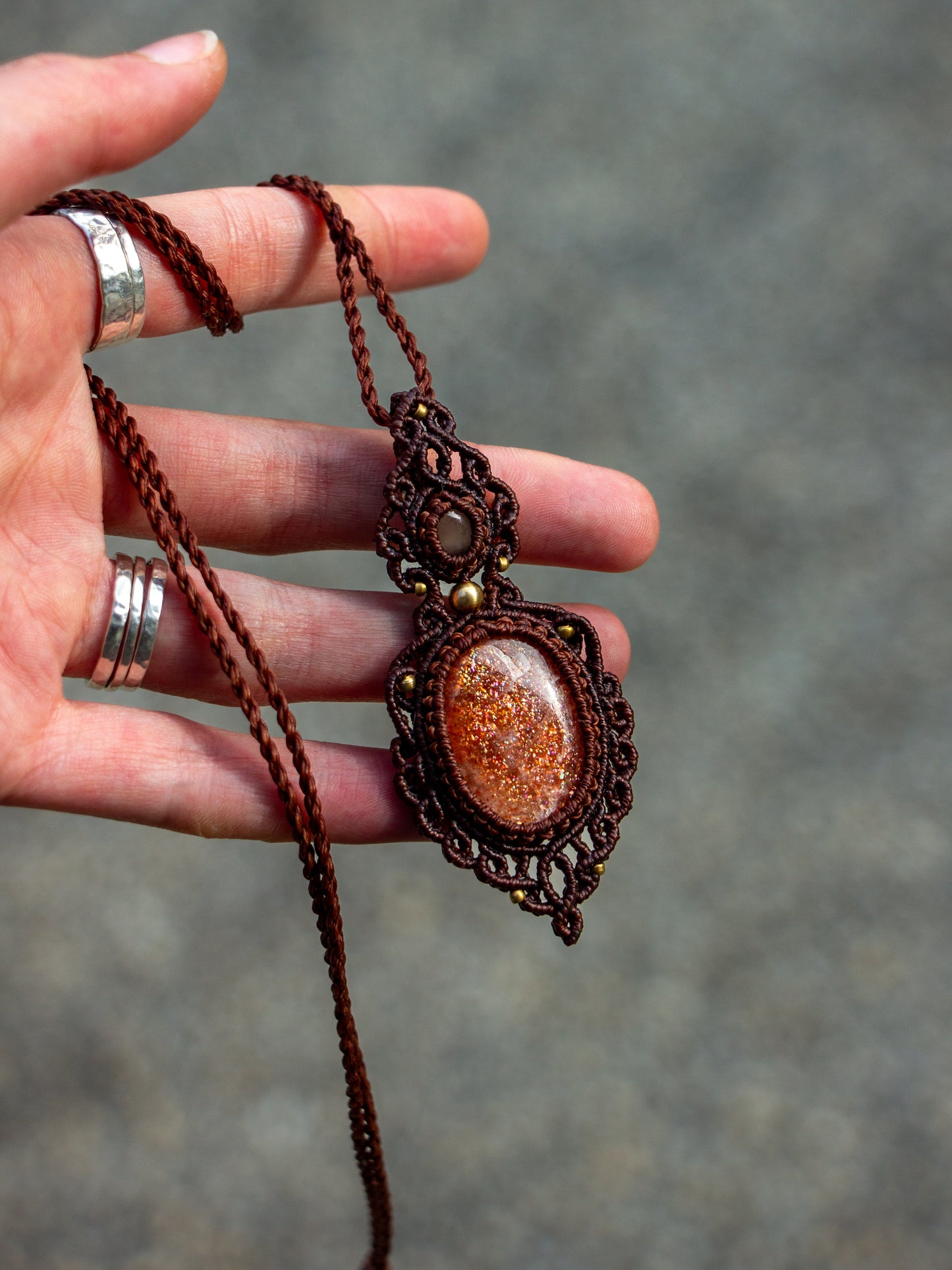 Moonstone & Confetti Sunstone necklace