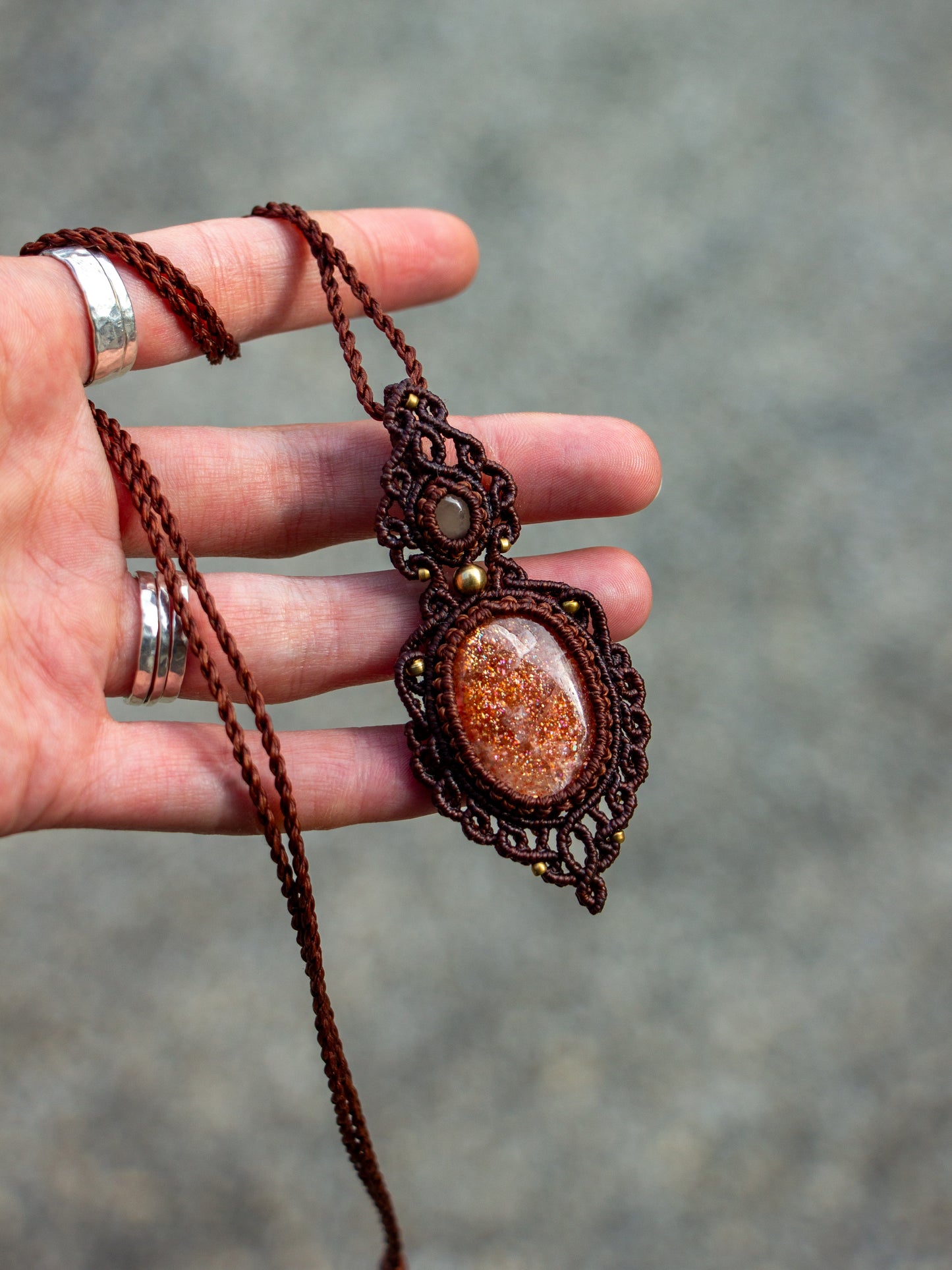 Moonstone & Confetti Sunstone necklace