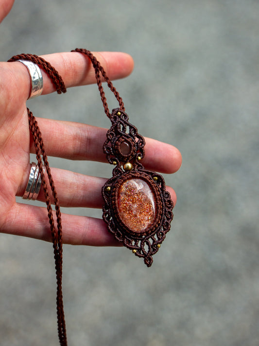 Moonstone & Confetti Sunstone necklace