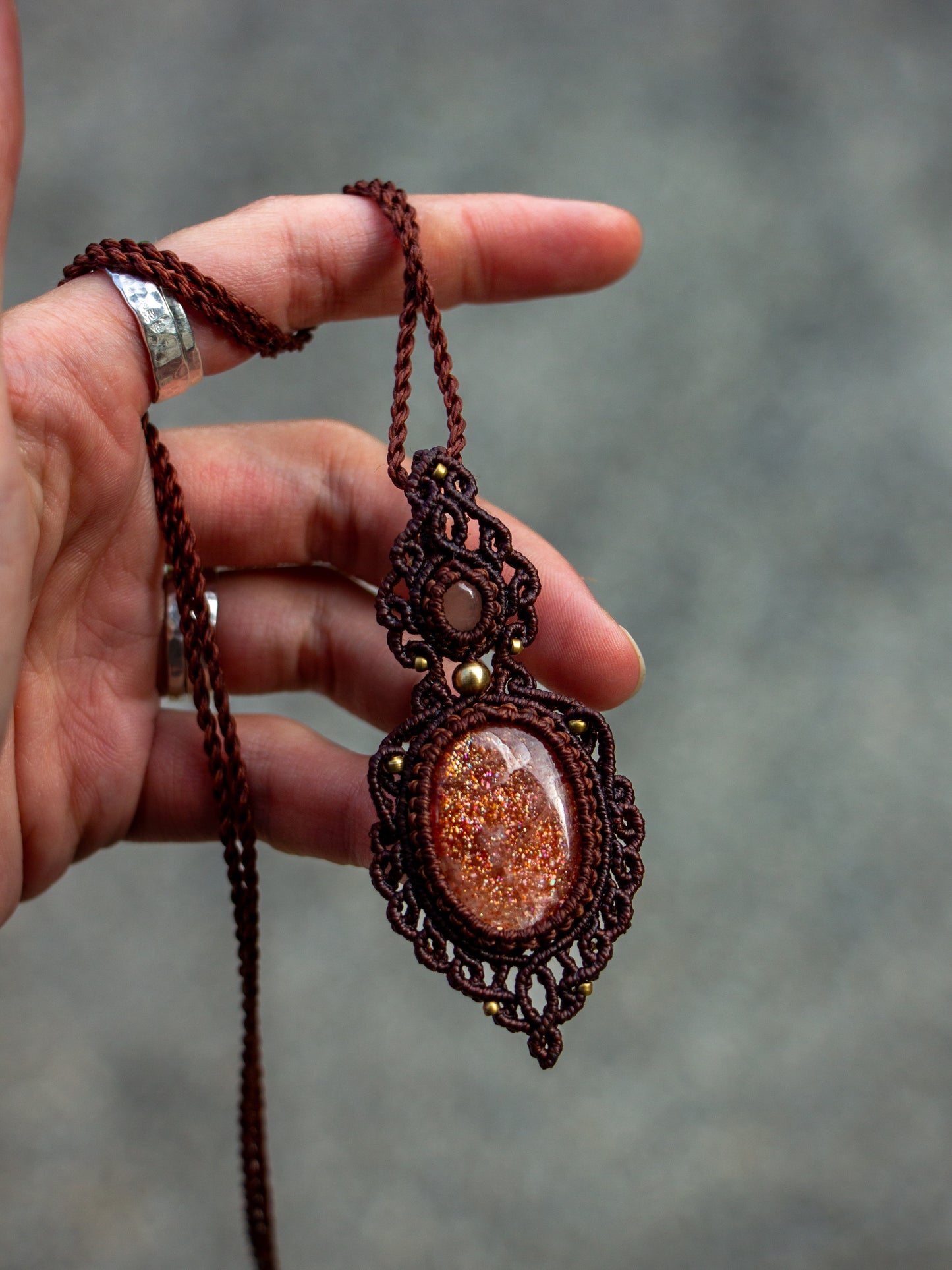 Moonstone & Confetti Sunstone necklace