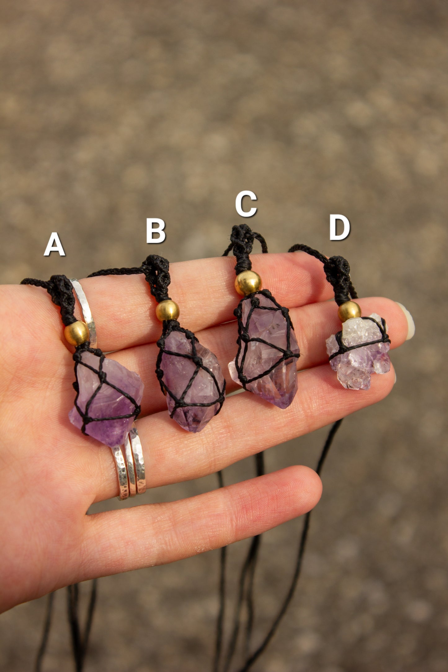 Amethyst Quartz • macrame necklace