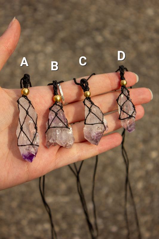 Amethyst Quartz • macrame necklace