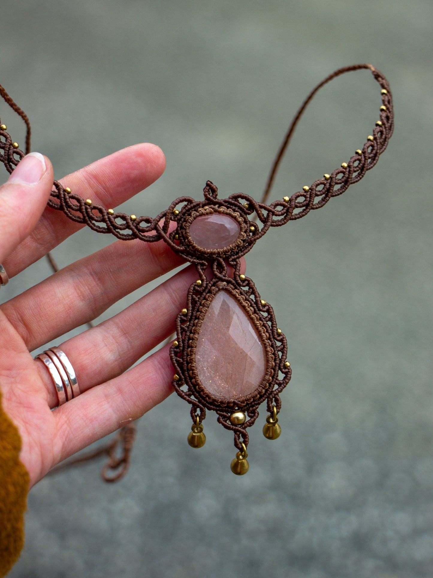 Rose Quartz & Peach Moonstone necklace