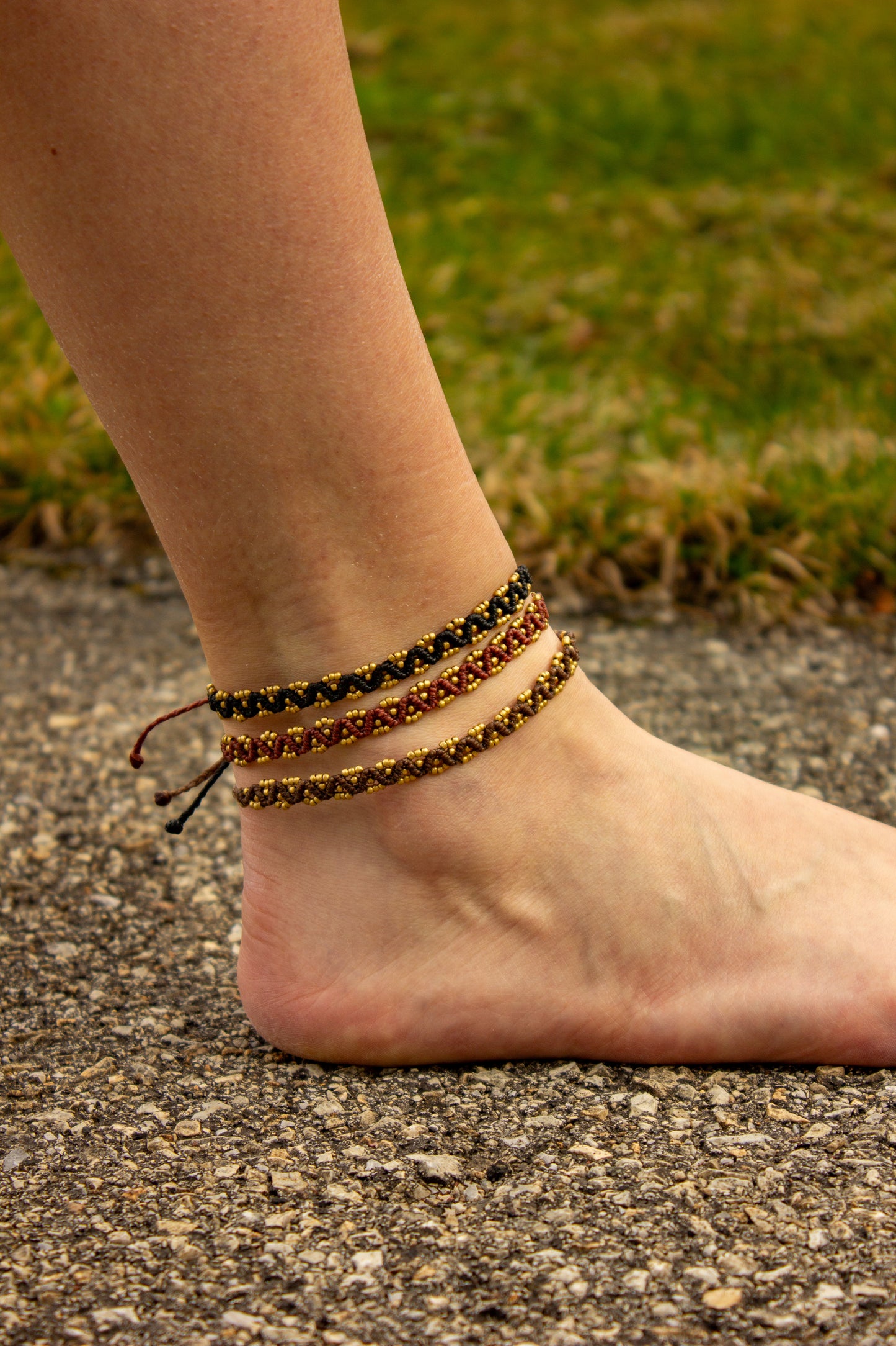macrame anklet & bracelet