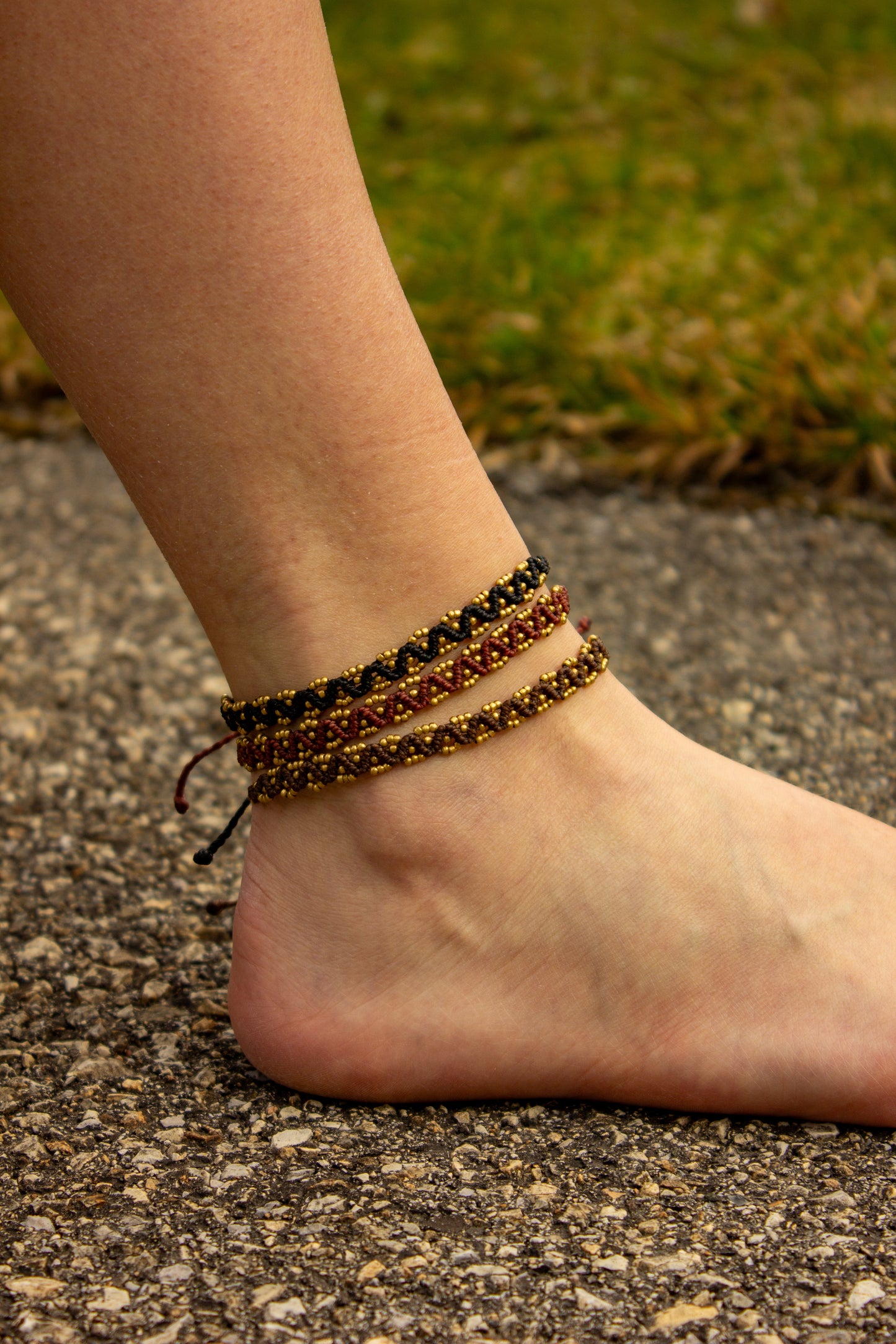 macrame anklet & bracelet