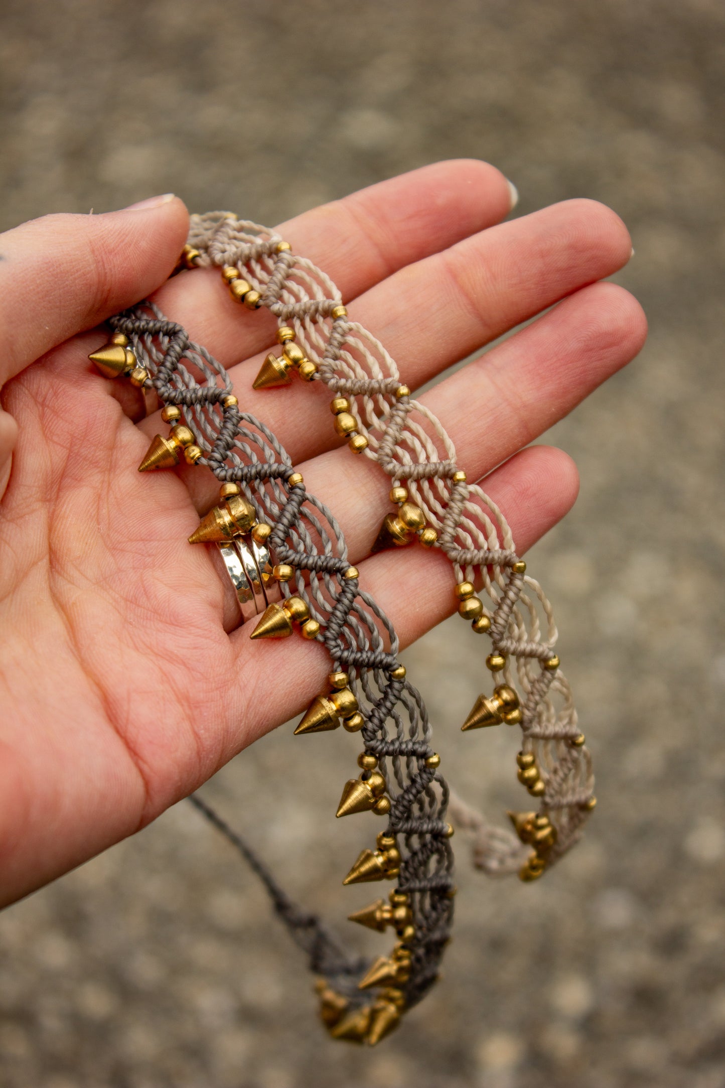spike macrame anklet