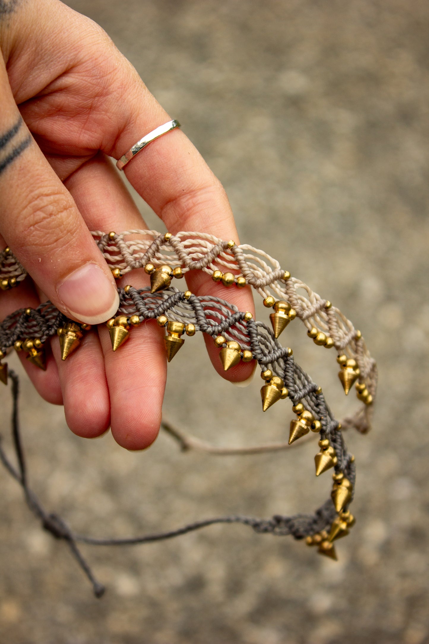 spike macrame anklet