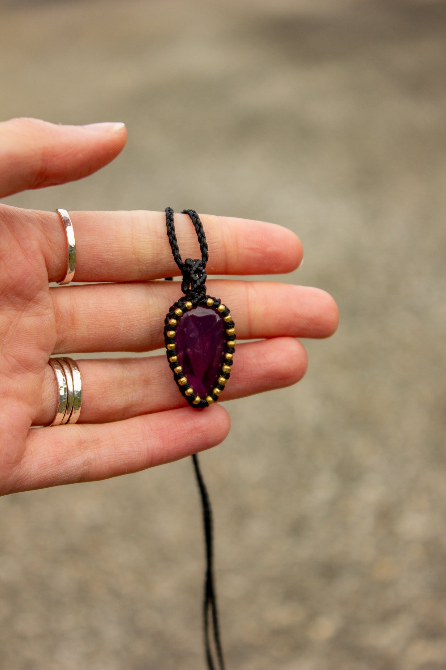 Amethyst • macrame necklace