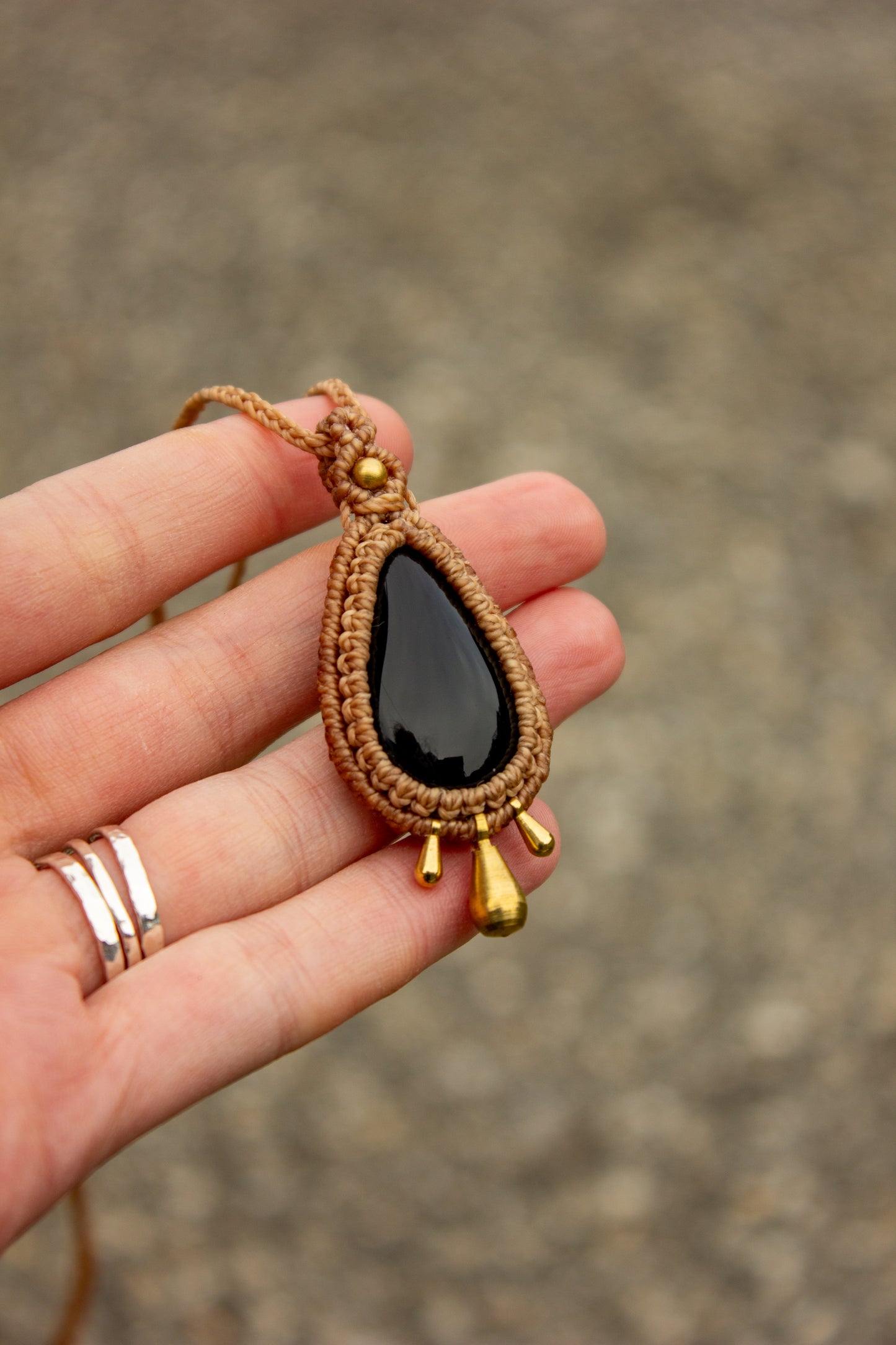 Black Onyx • macrame necklace