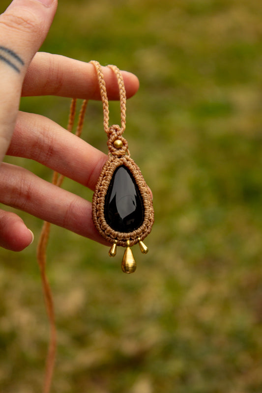 Black Onyx • macrame necklace