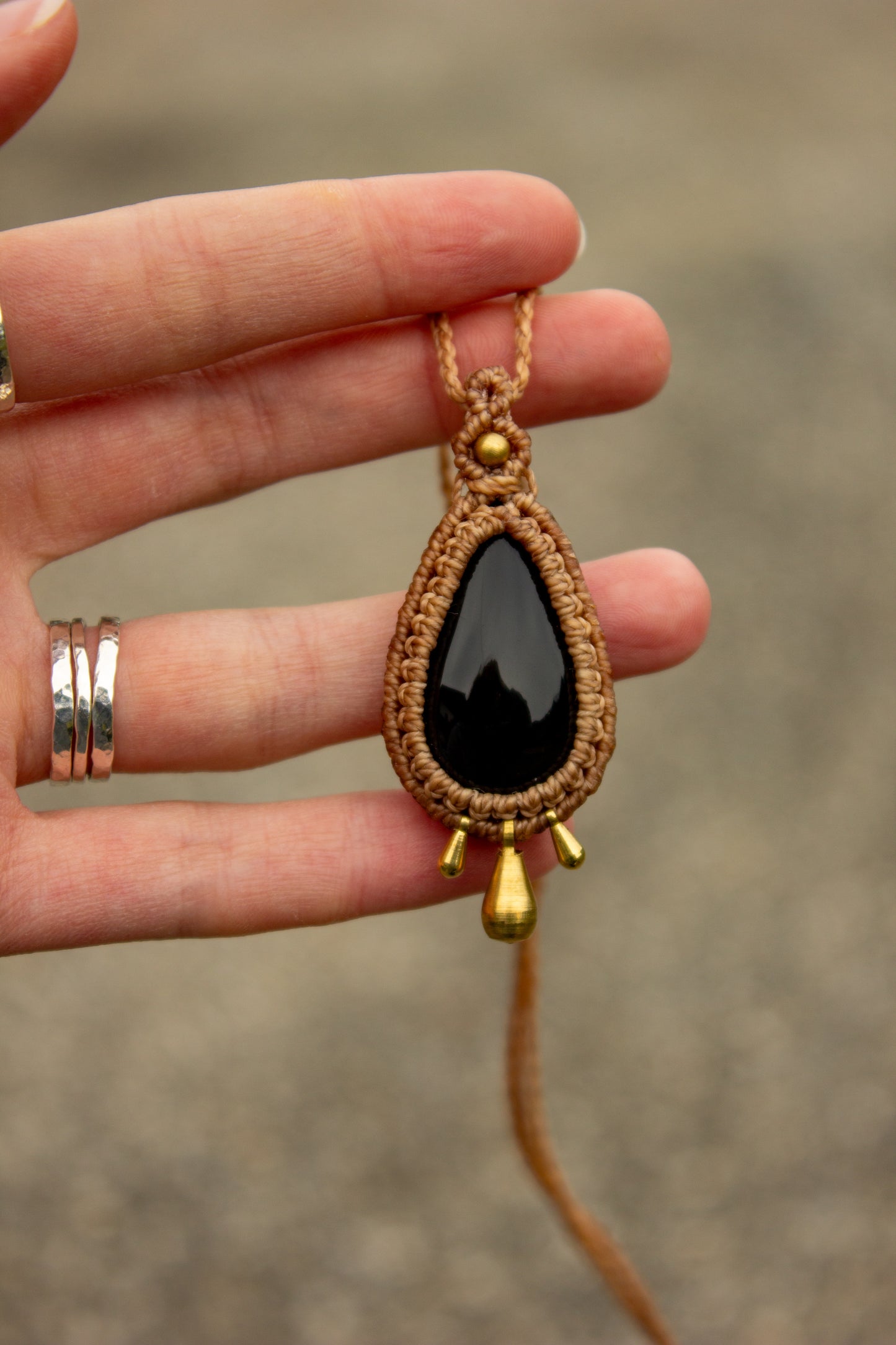 Black Onyx • macrame necklace