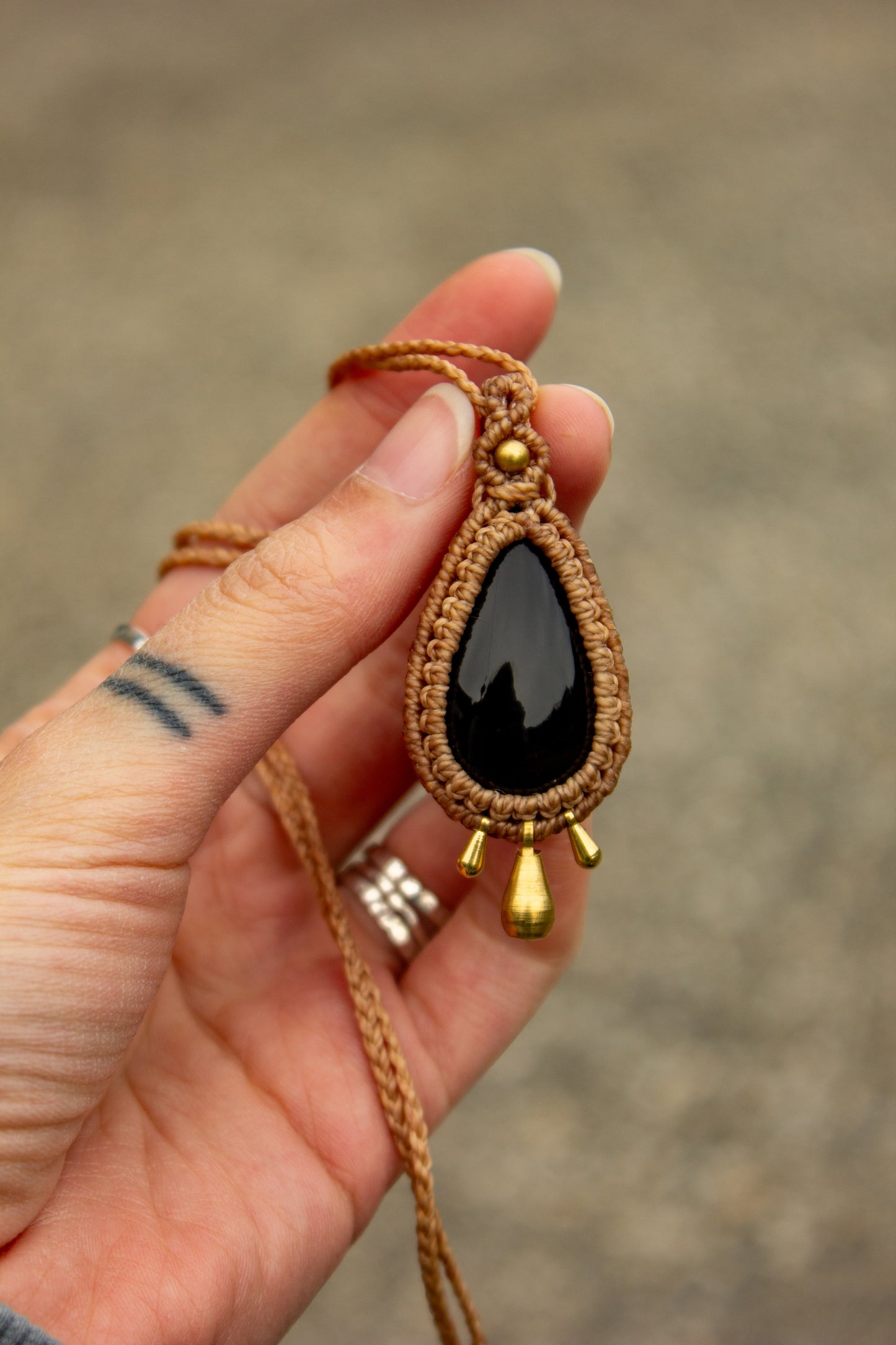 Black Onyx • macrame necklace