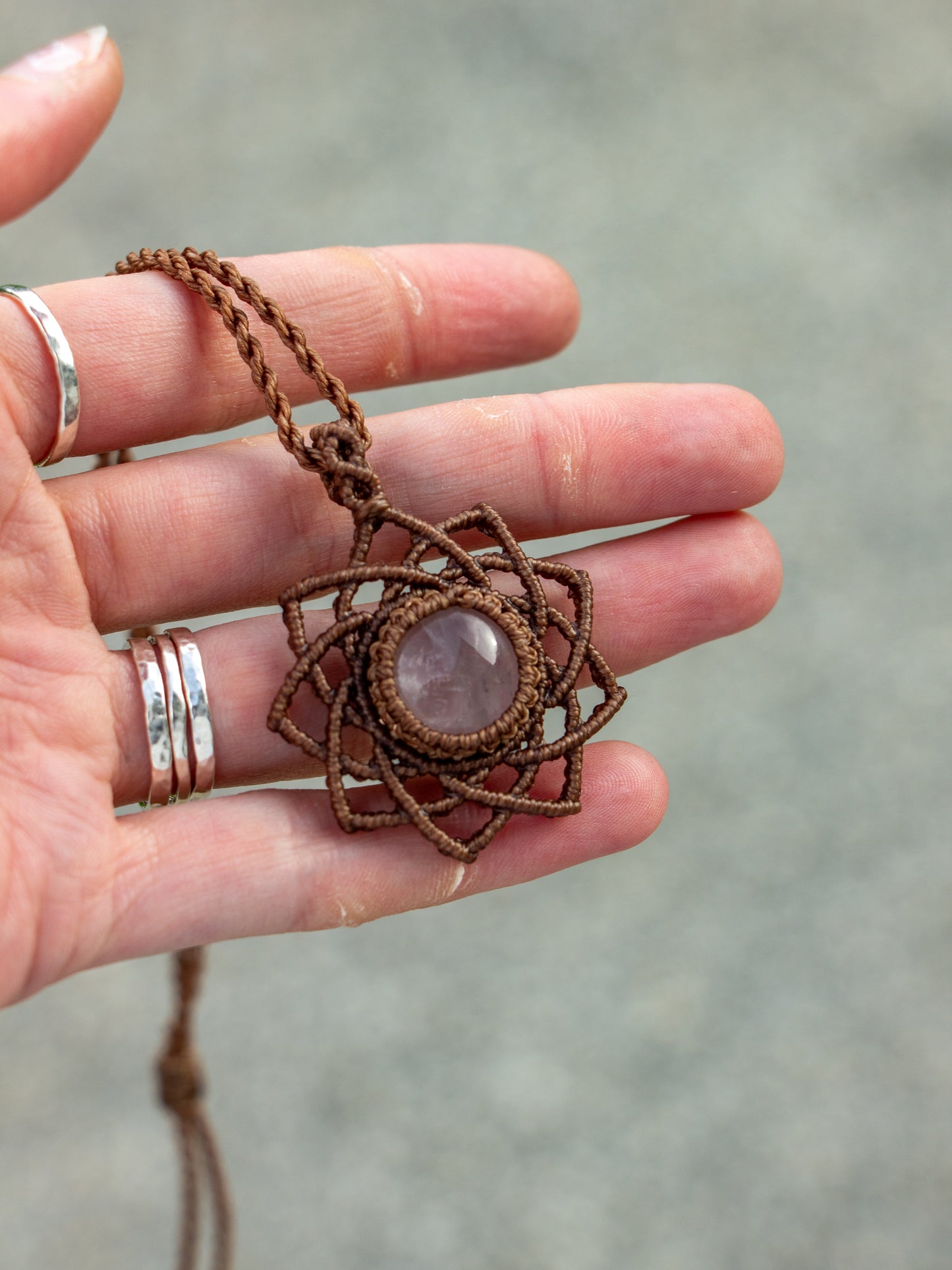 Rose Quartz macrame necklace