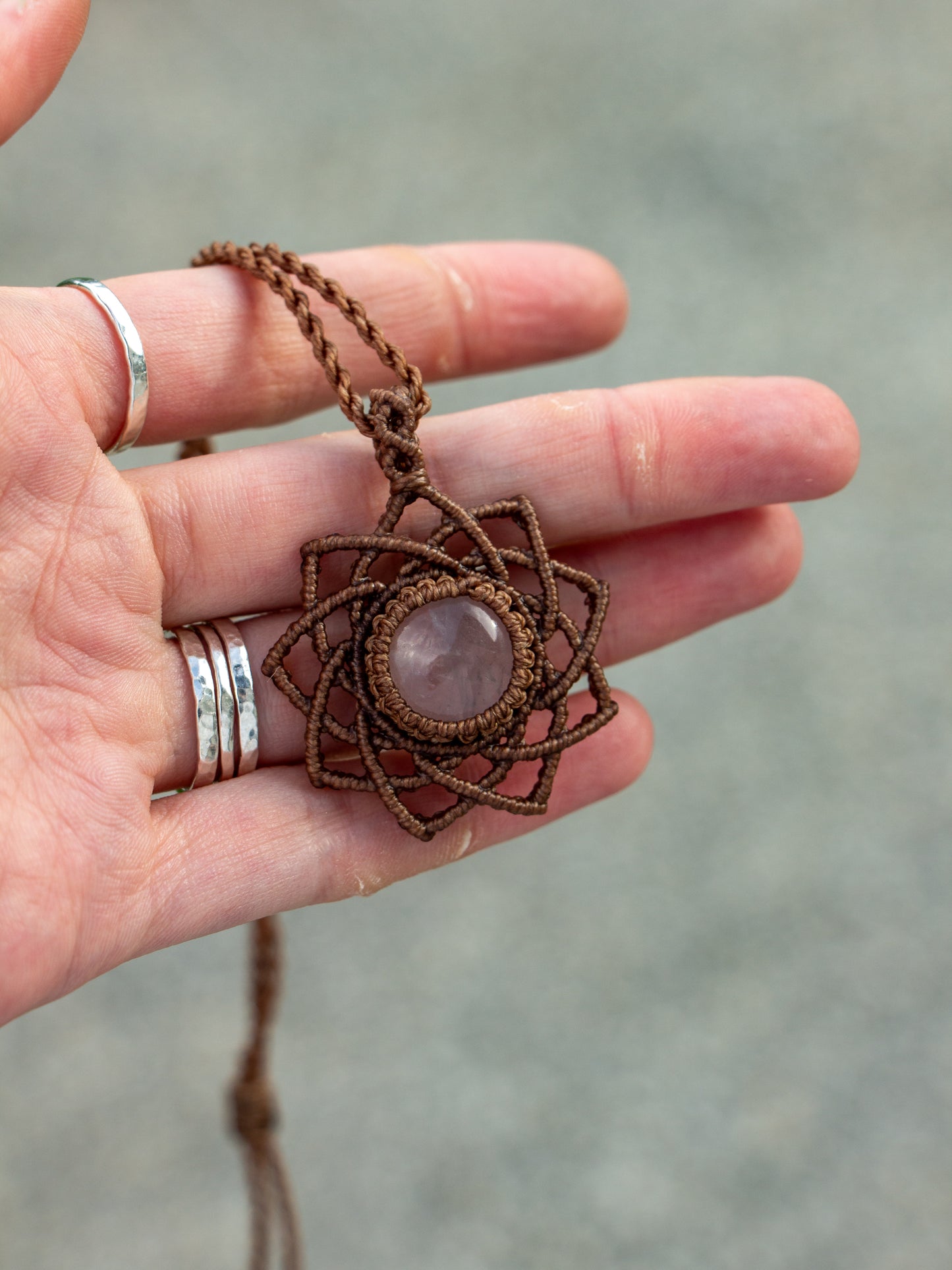 Rose Quartz macrame necklace