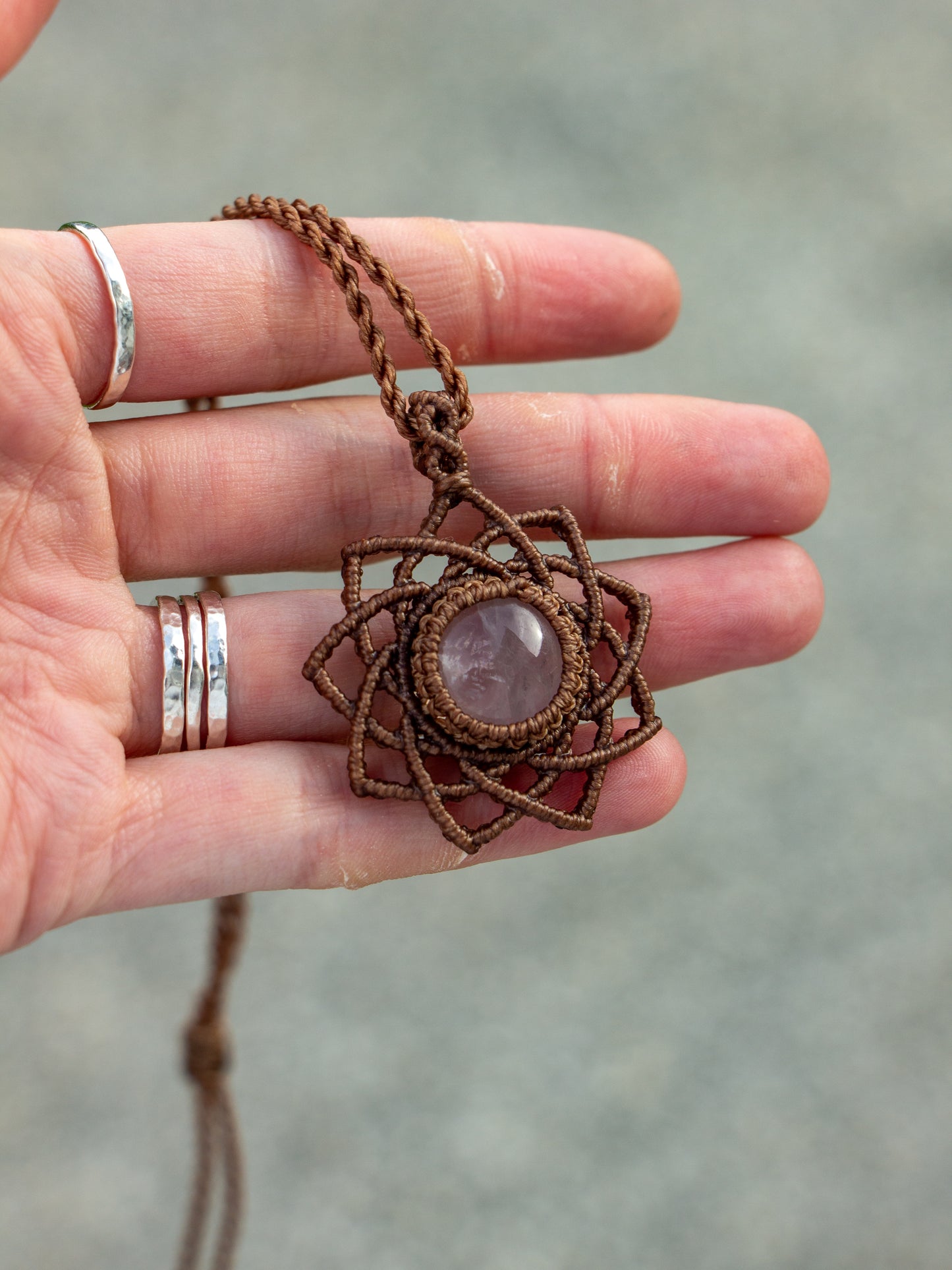 Rose Quartz macrame necklace
