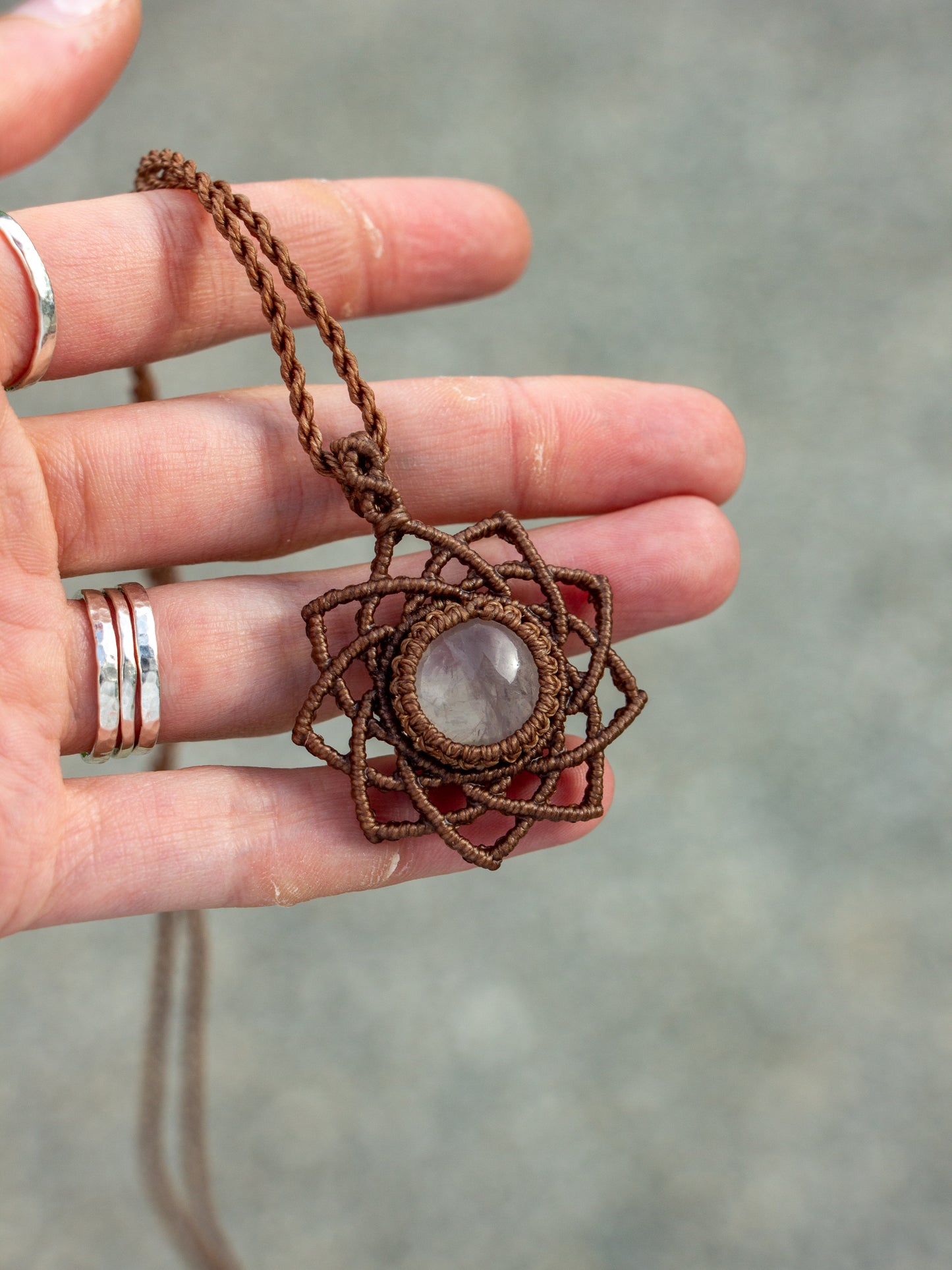 Rose Quartz macrame necklace