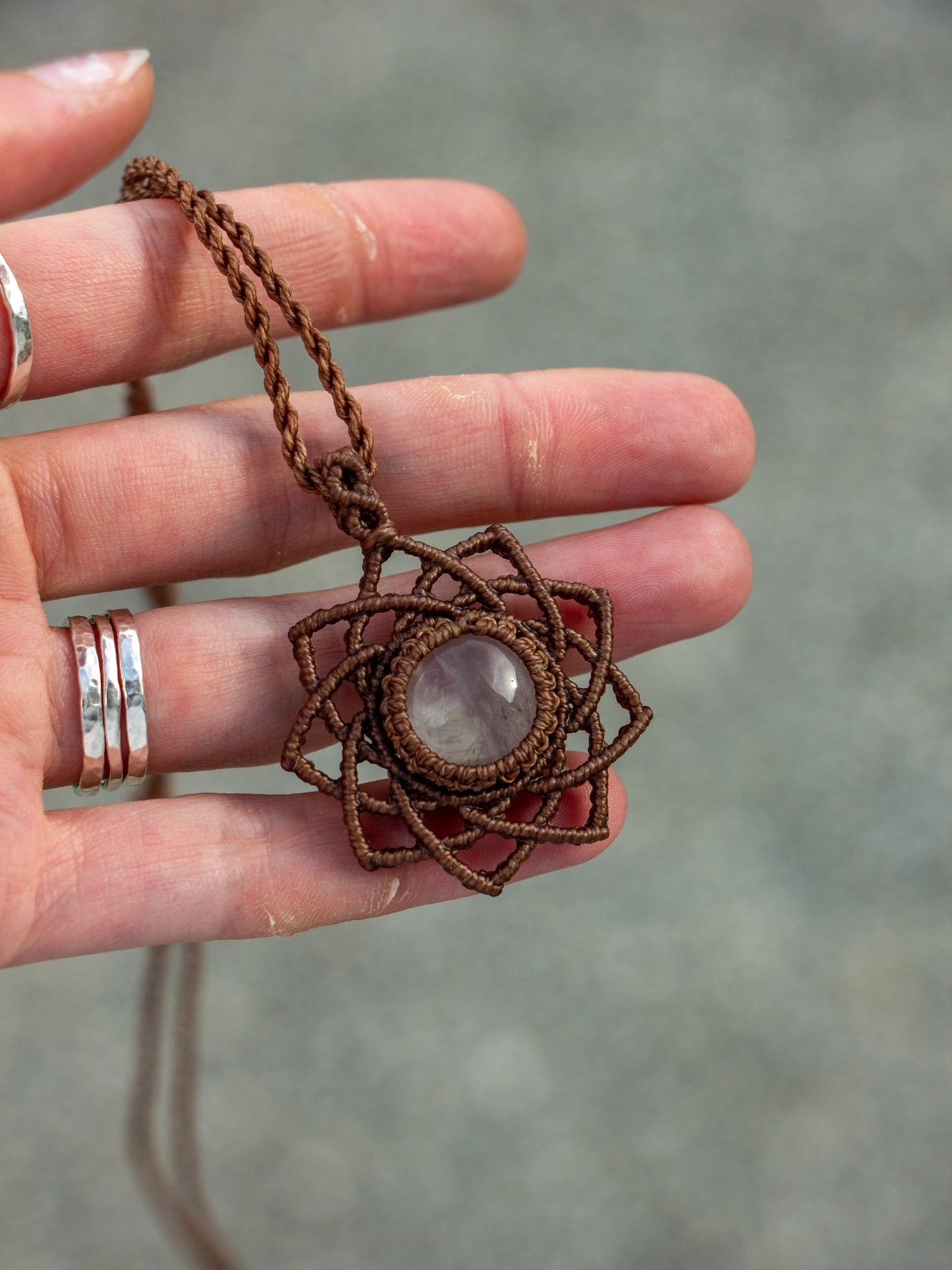 Rose Quartz macrame necklace