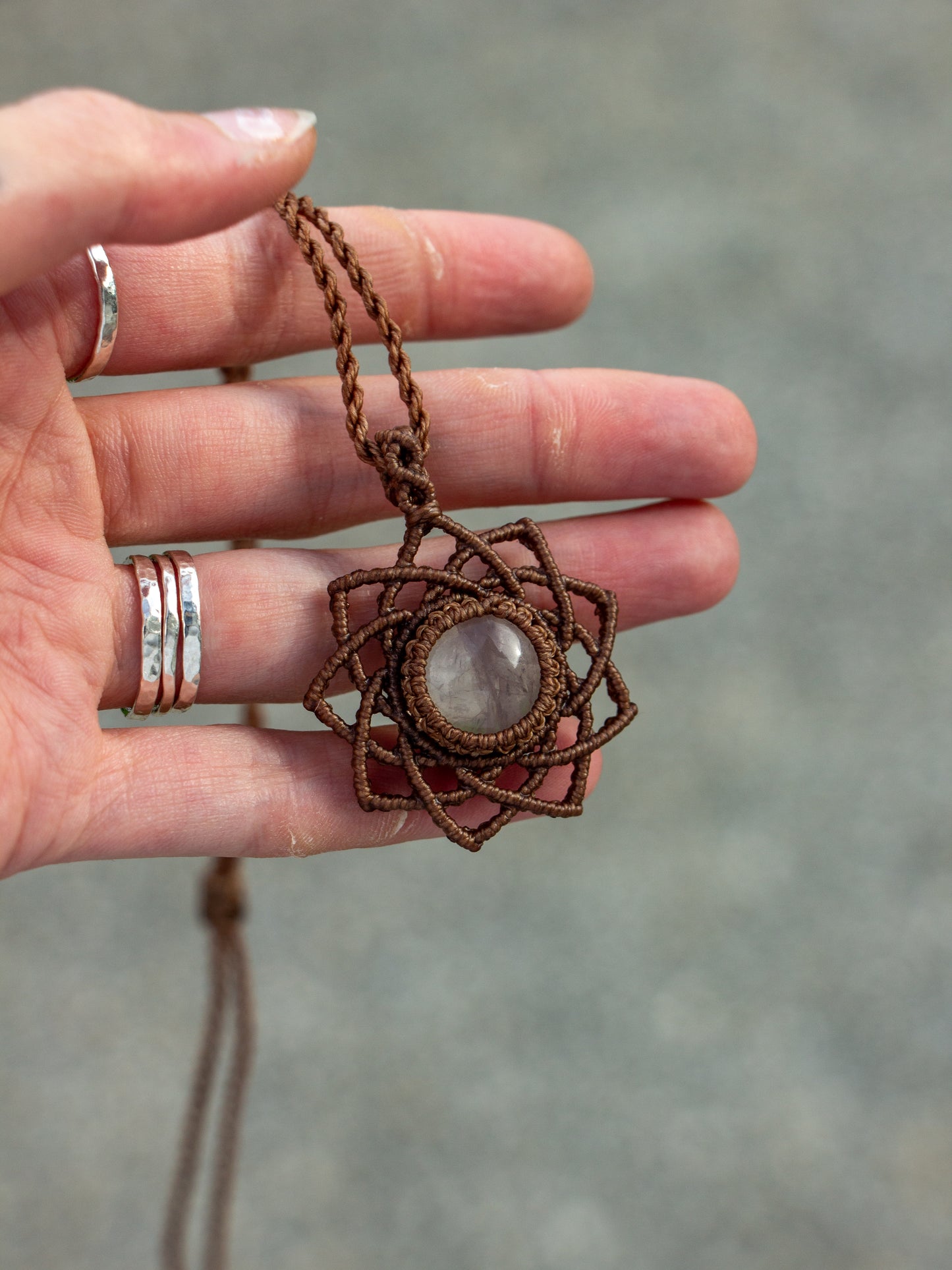 Rose Quartz macrame necklace