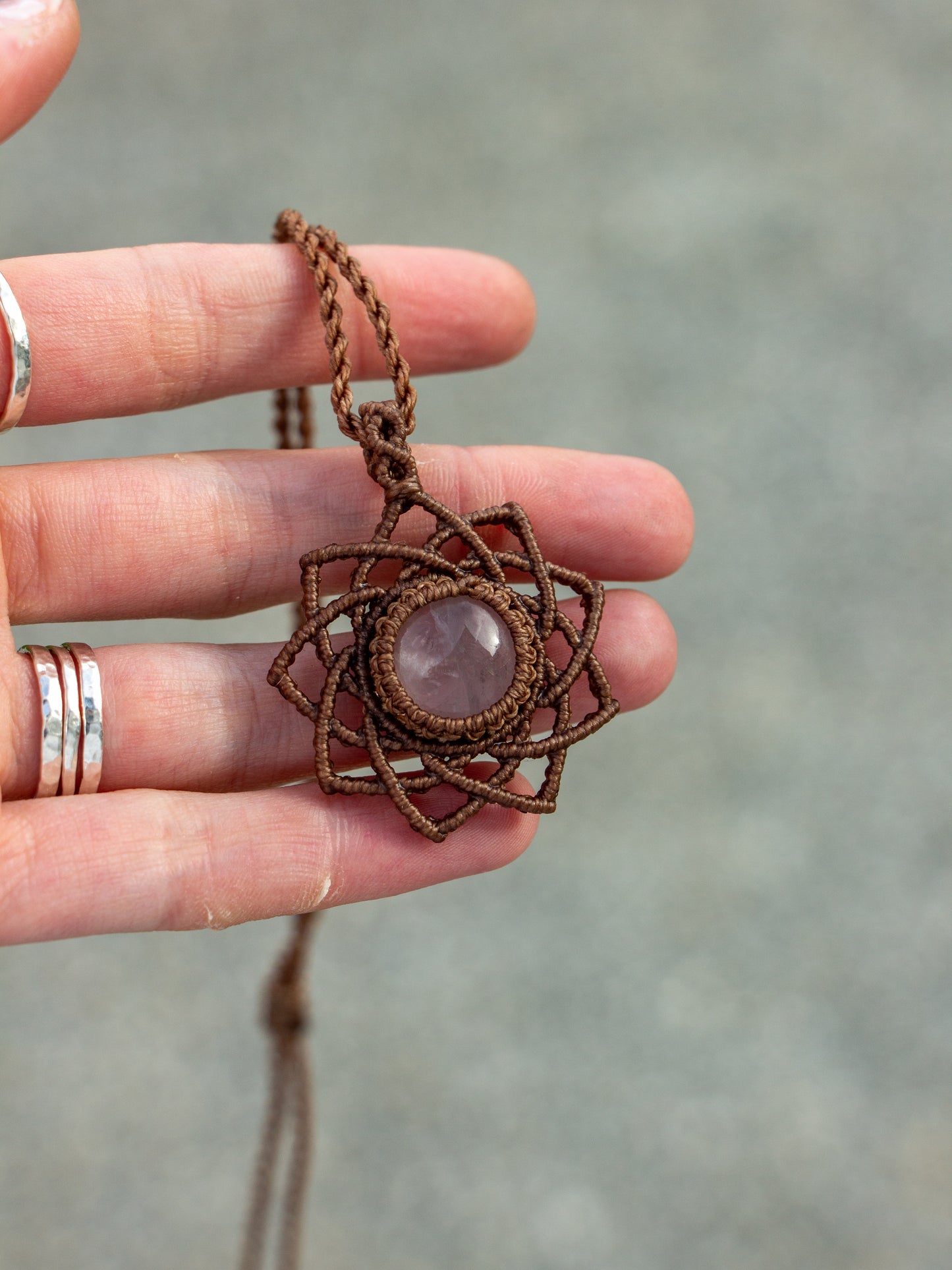 Rose Quartz macrame necklace