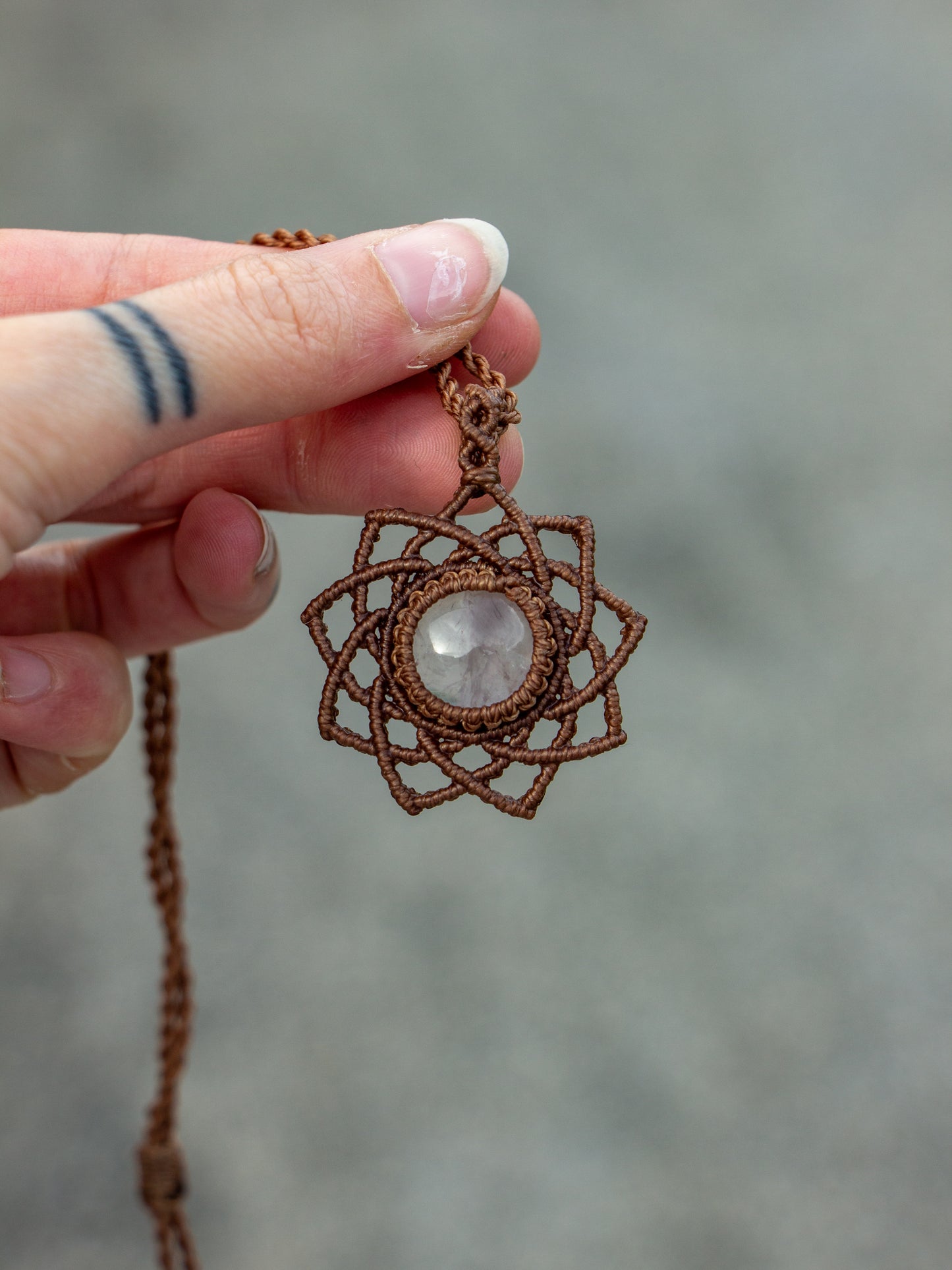 Rose Quartz macrame necklace