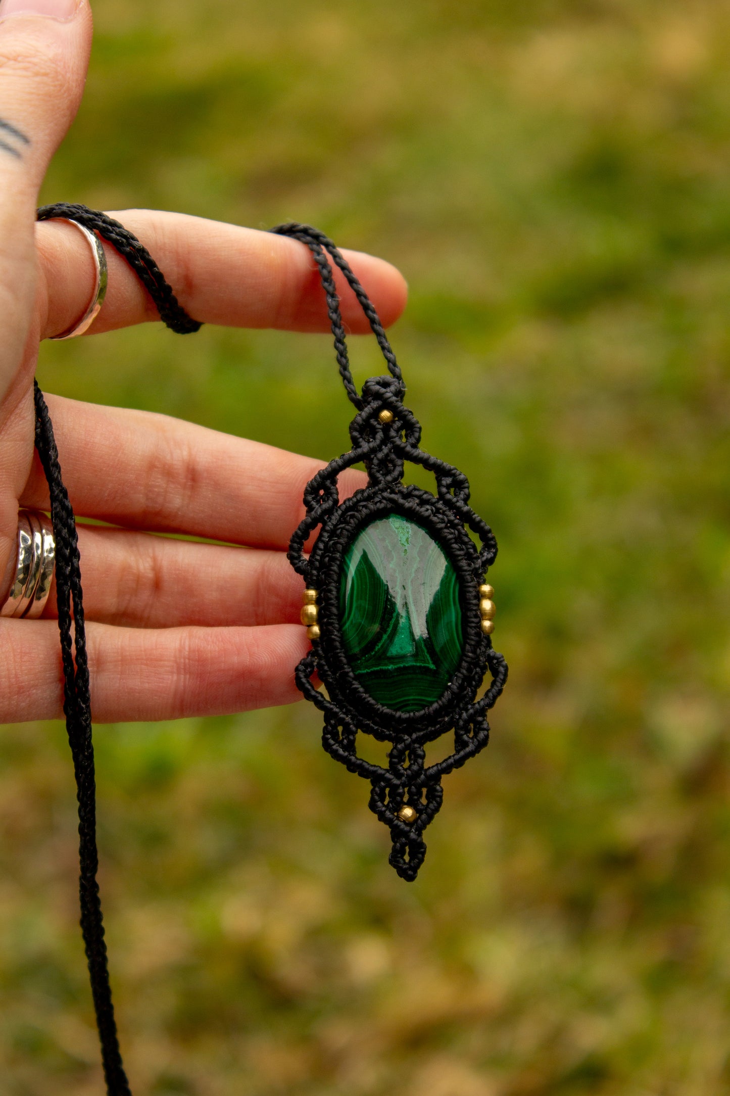 Malachite • macrame necklace