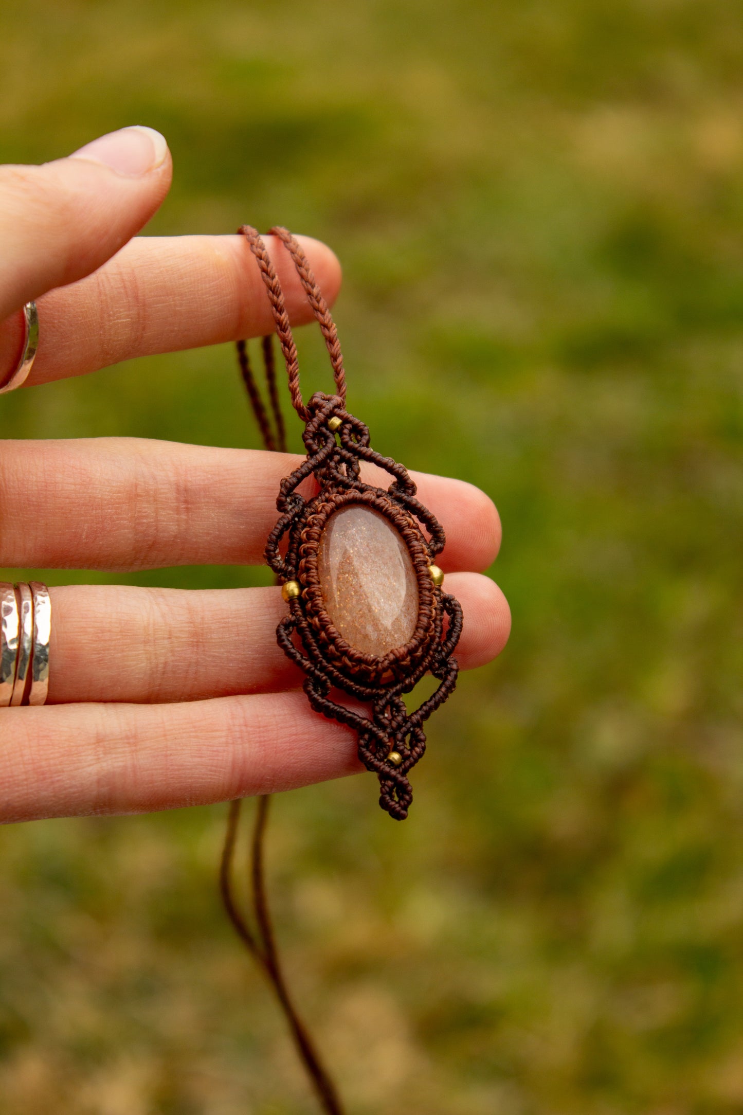 Peach Moonstone • macrame necklace