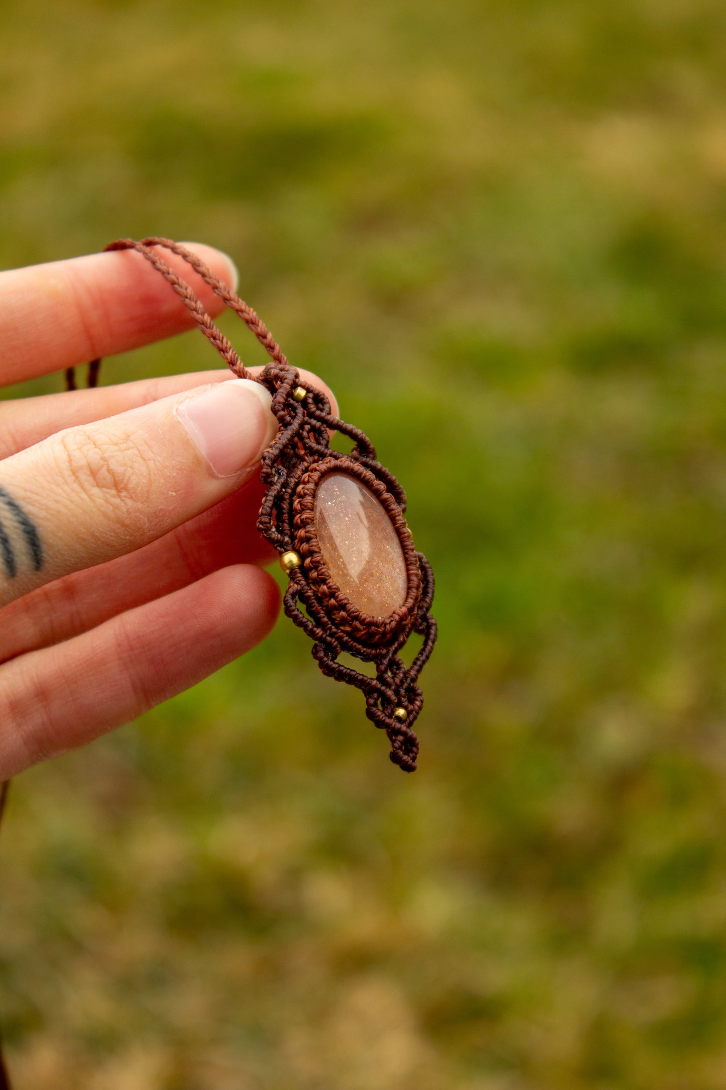 Peach Moonstone • macrame necklace