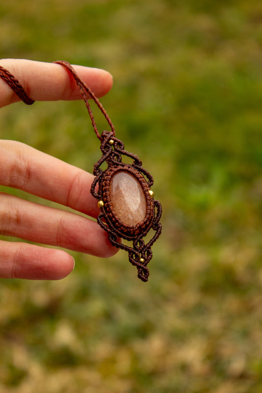 Peach Moonstone • macrame necklace