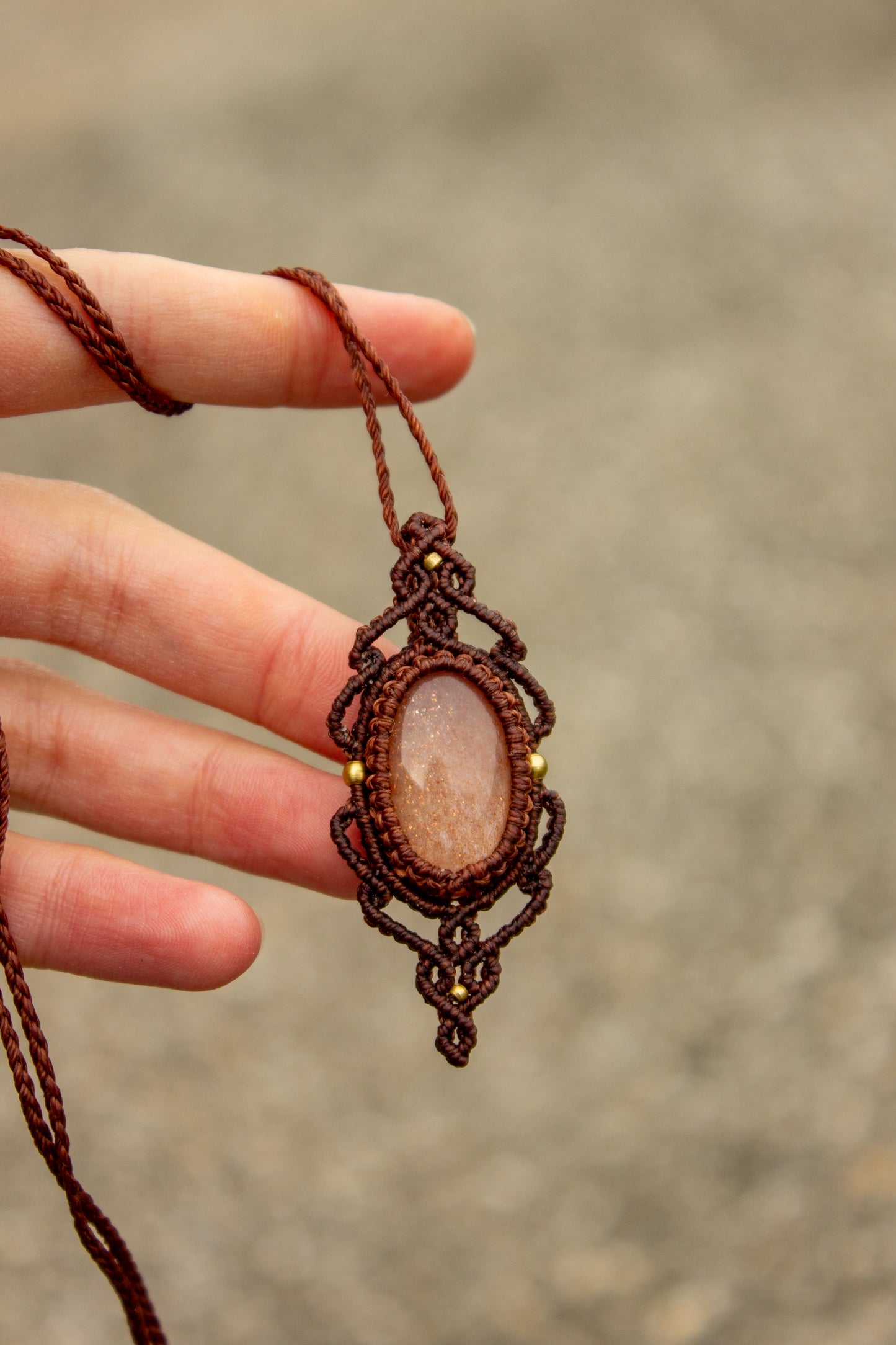 Peach Moonstone • macrame necklace