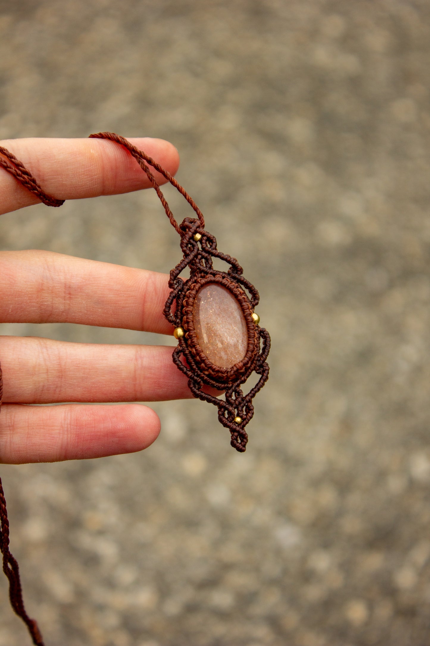 Peach Moonstone • macrame necklace