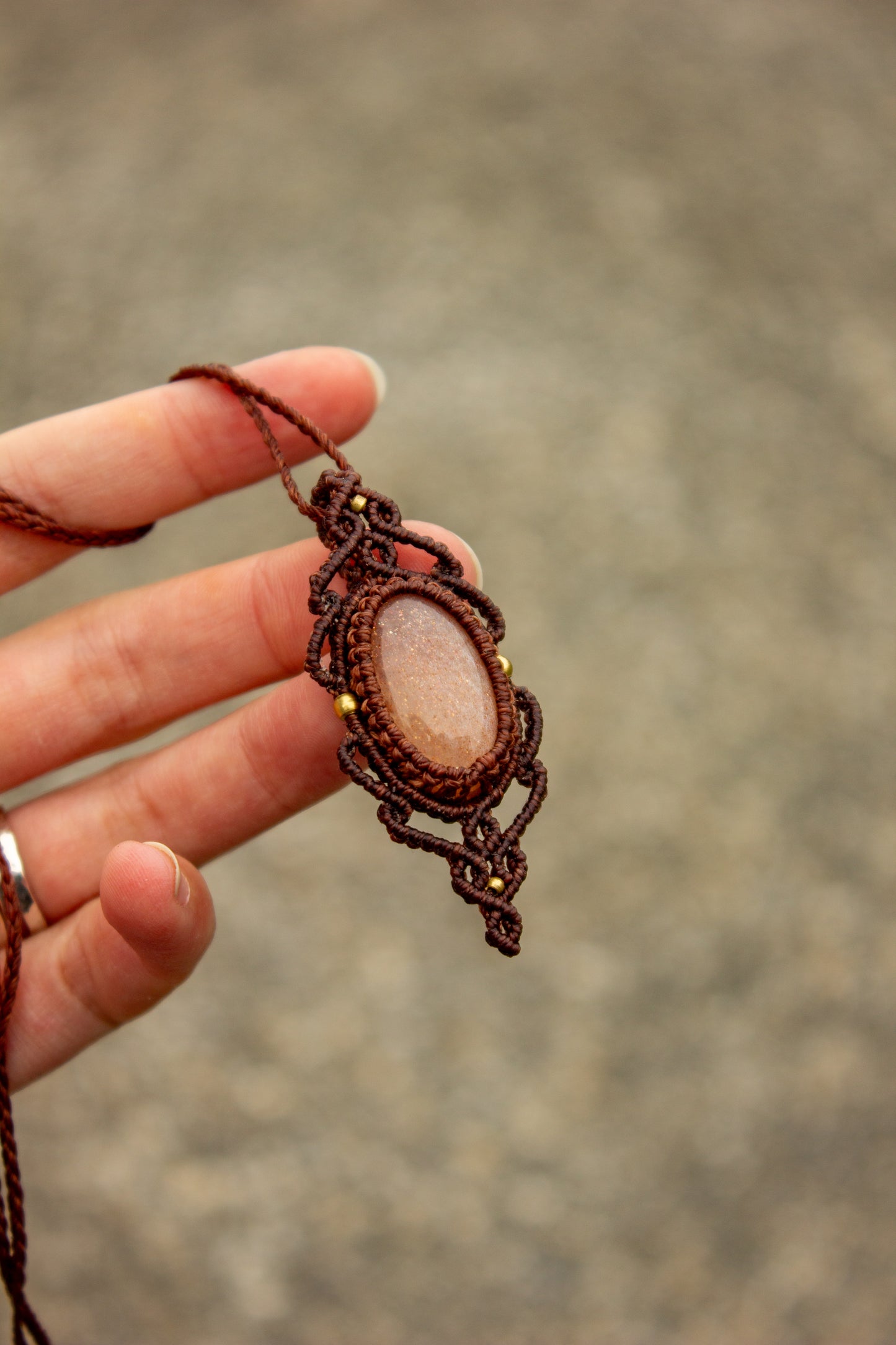 Peach Moonstone • macrame necklace