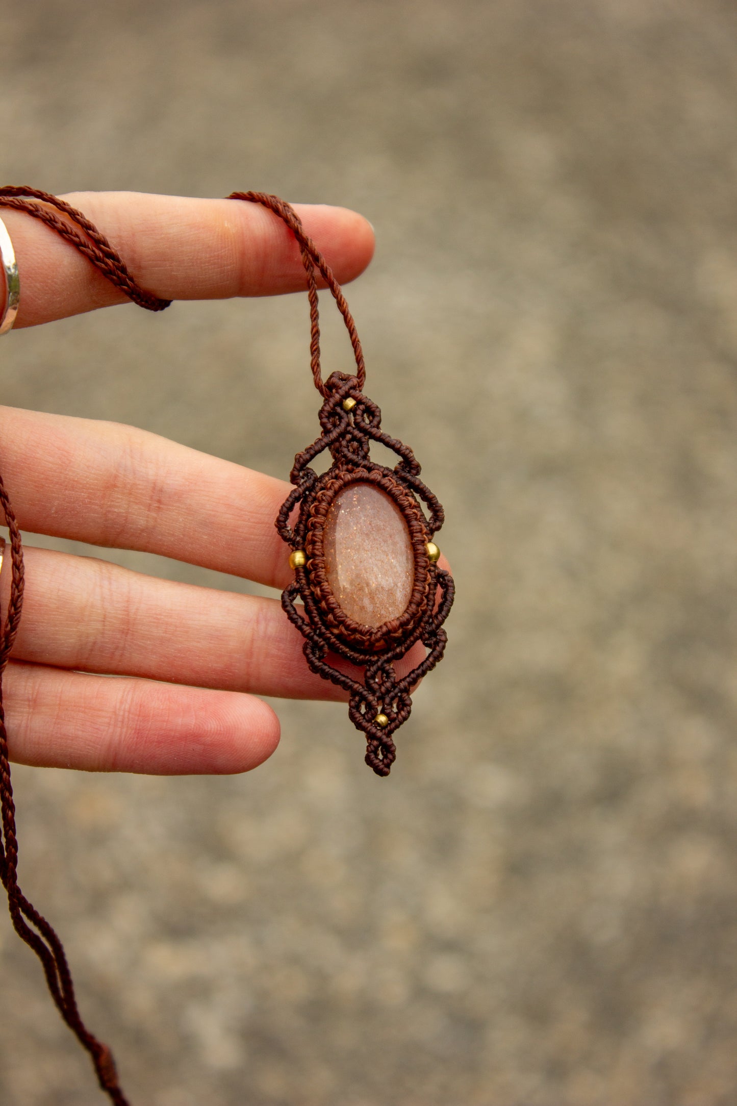 Peach Moonstone • macrame necklace
