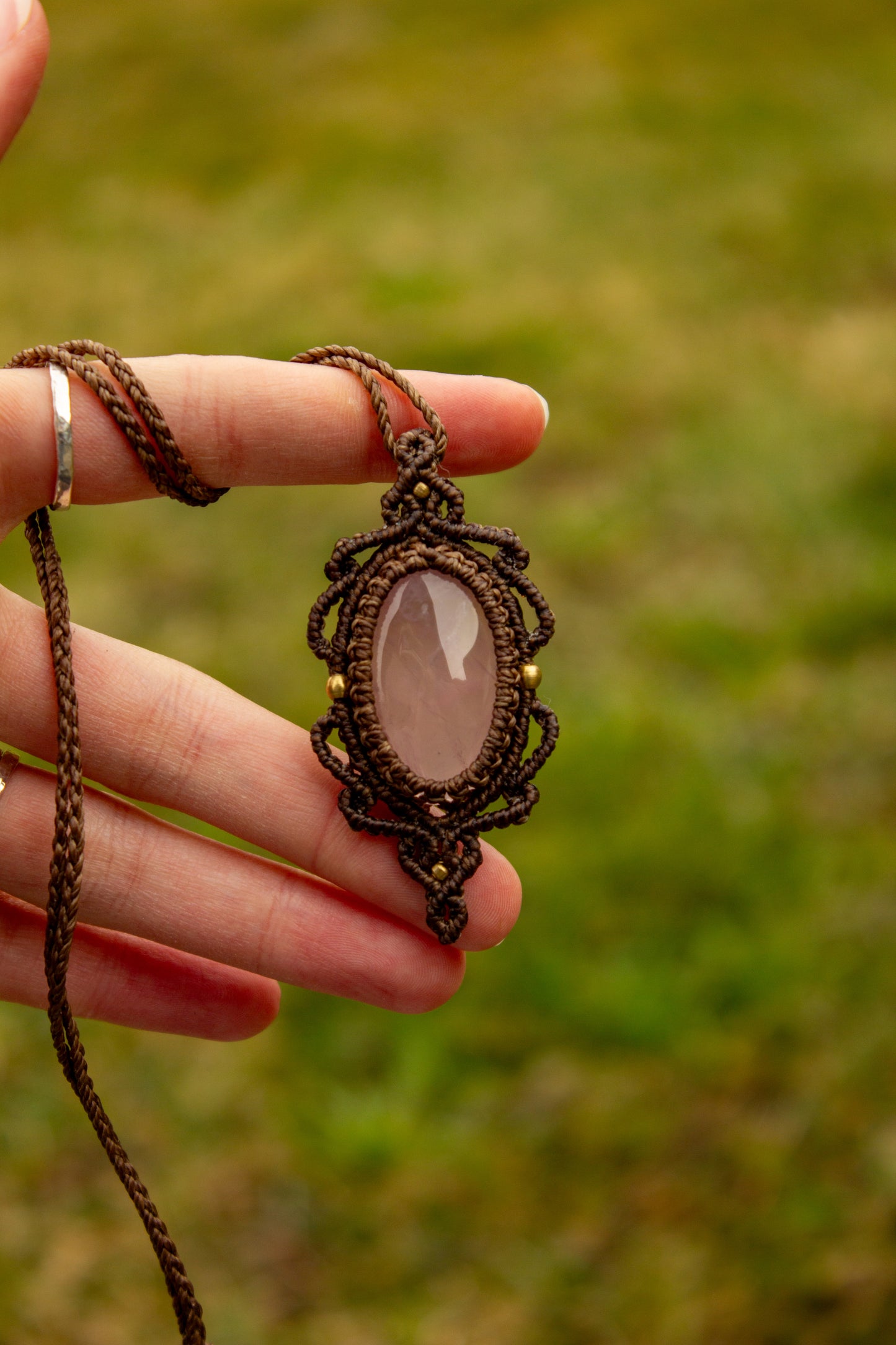 Rose Quartz • macrame necklace