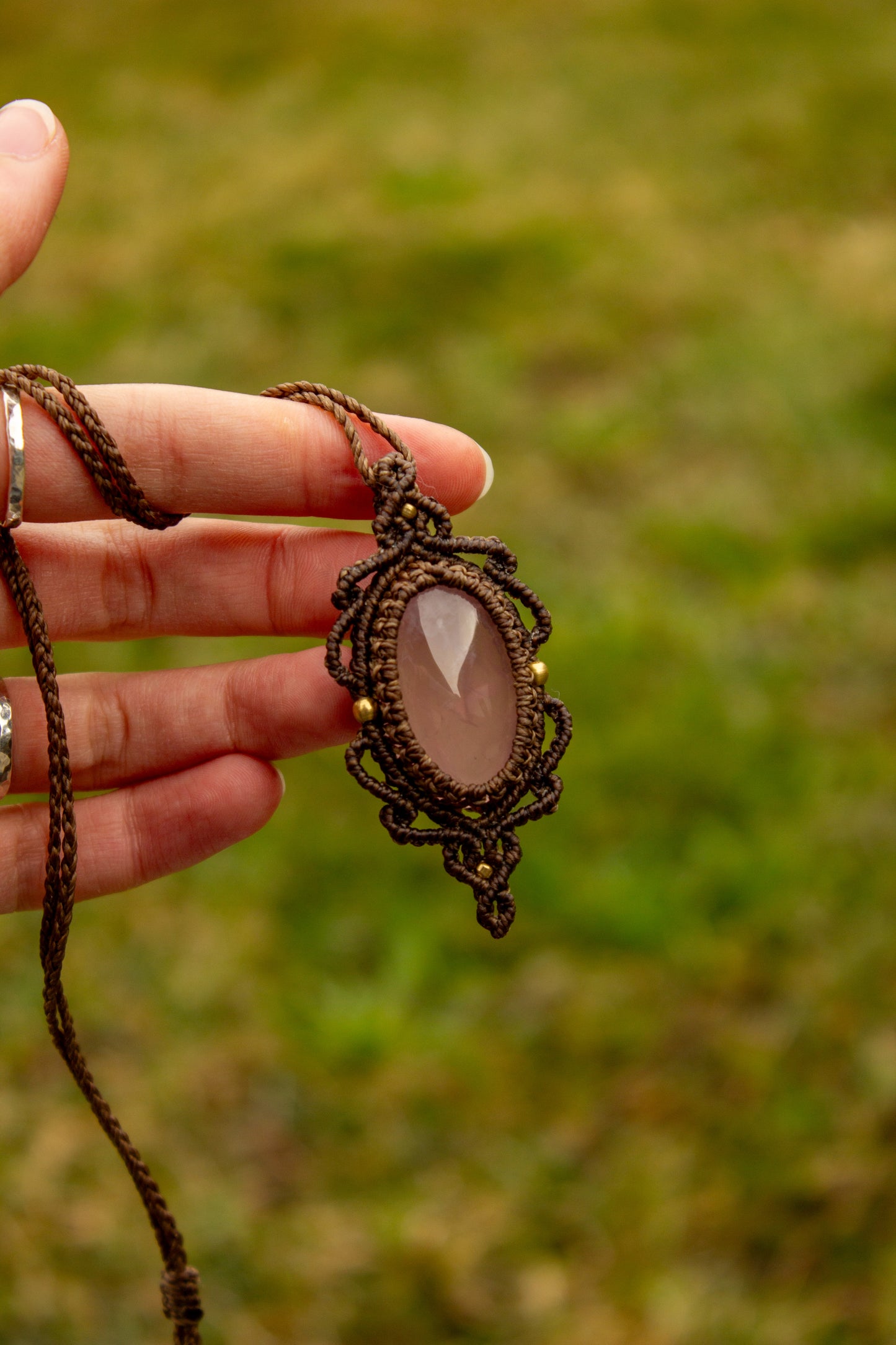 Rose Quartz • macrame necklace