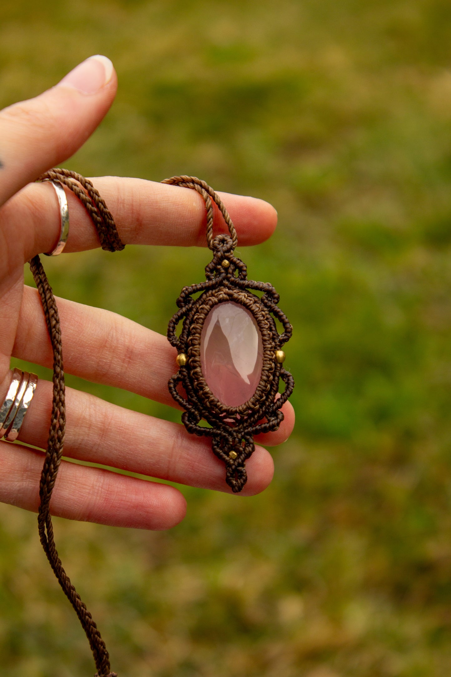Rose Quartz • macrame necklace
