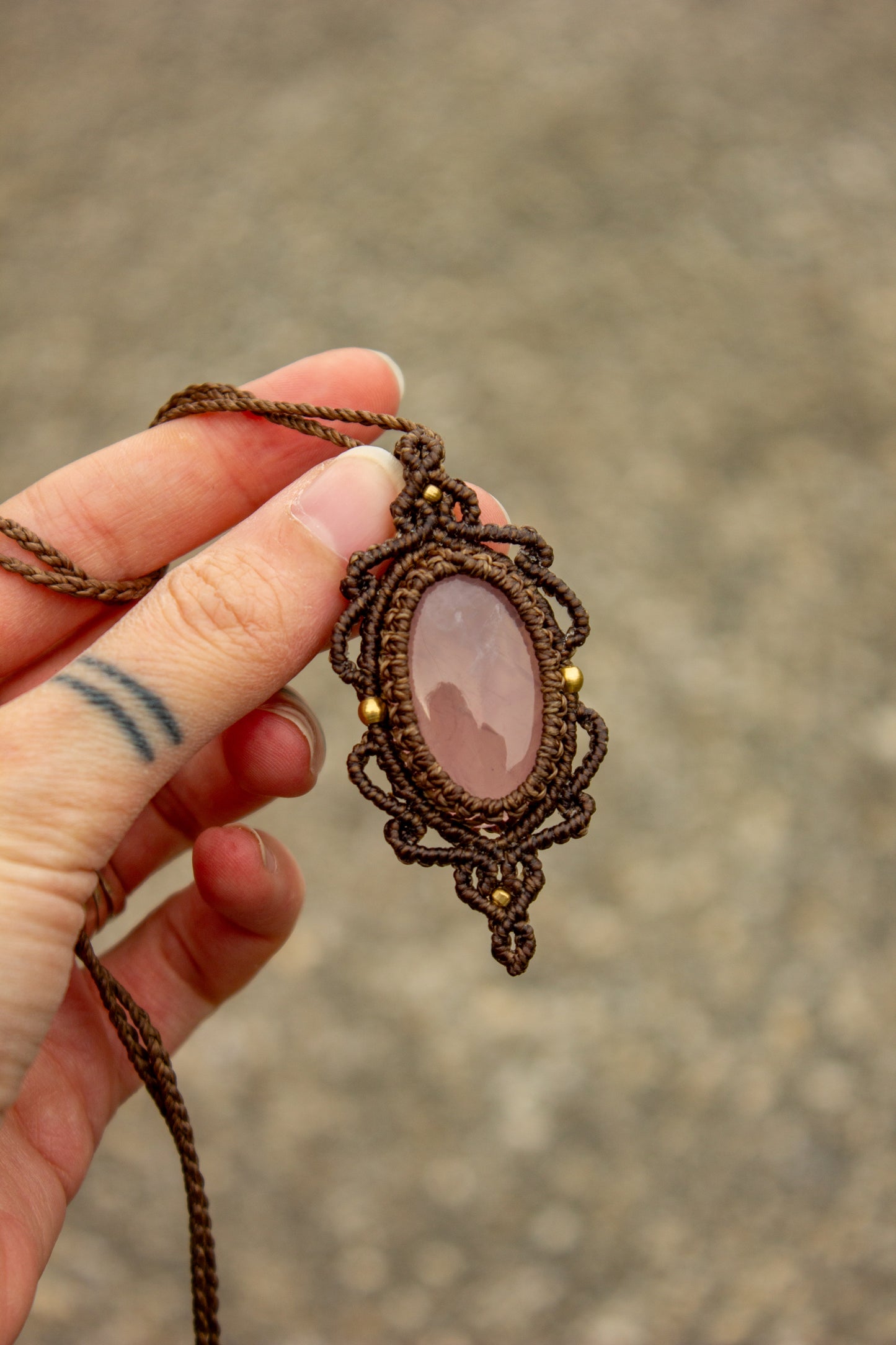 Rose Quartz • macrame necklace