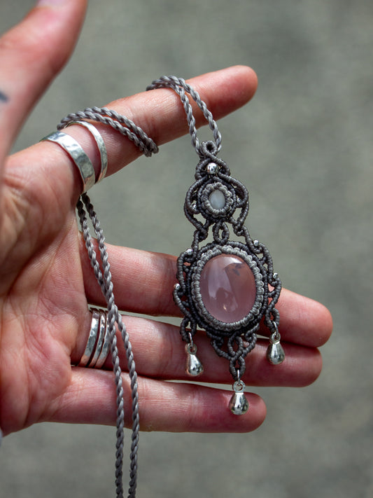 Rose Quartz & White Moonstone necklace
