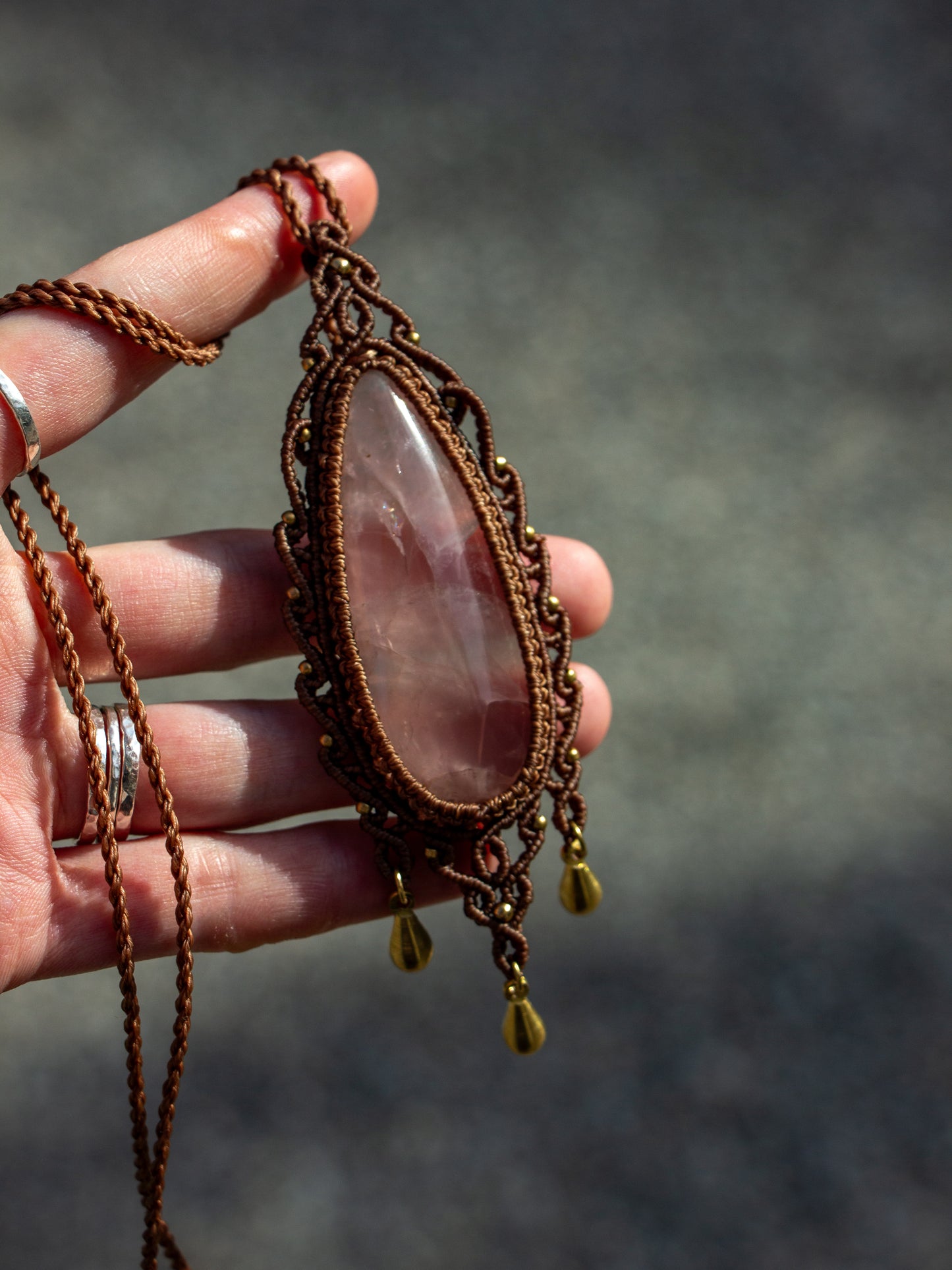 Rose Quartz macrame necklace