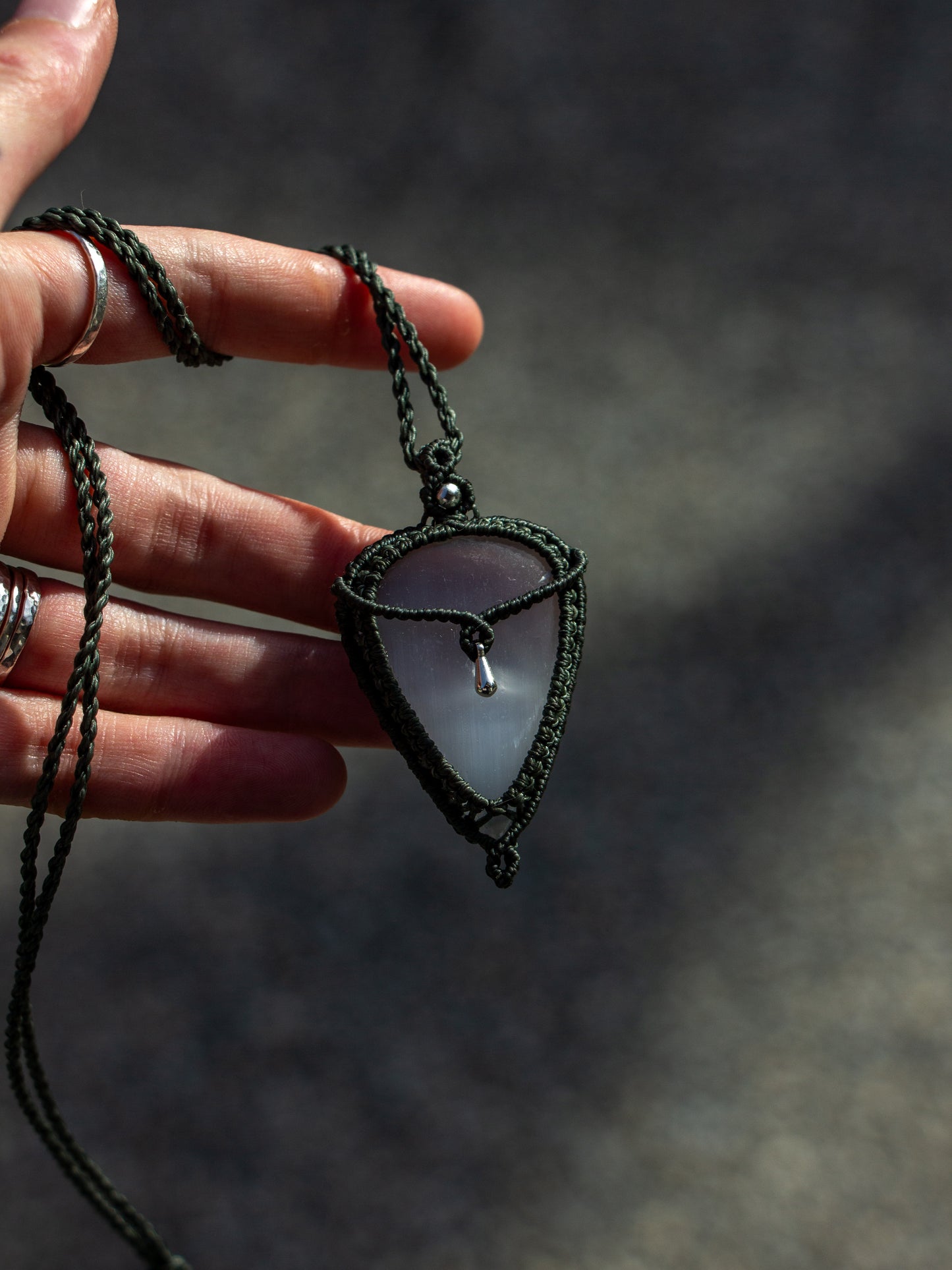 Selenite macrame necklace