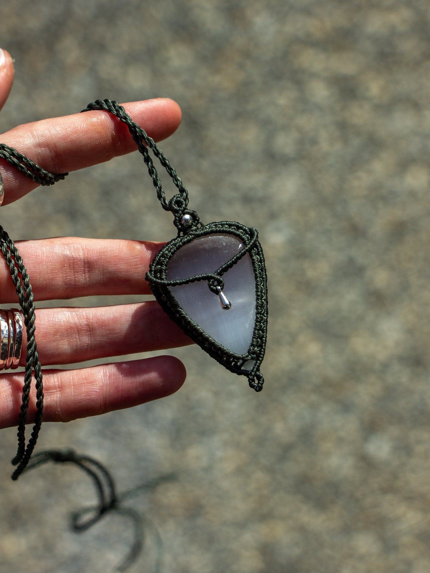 Selenite macrame necklace