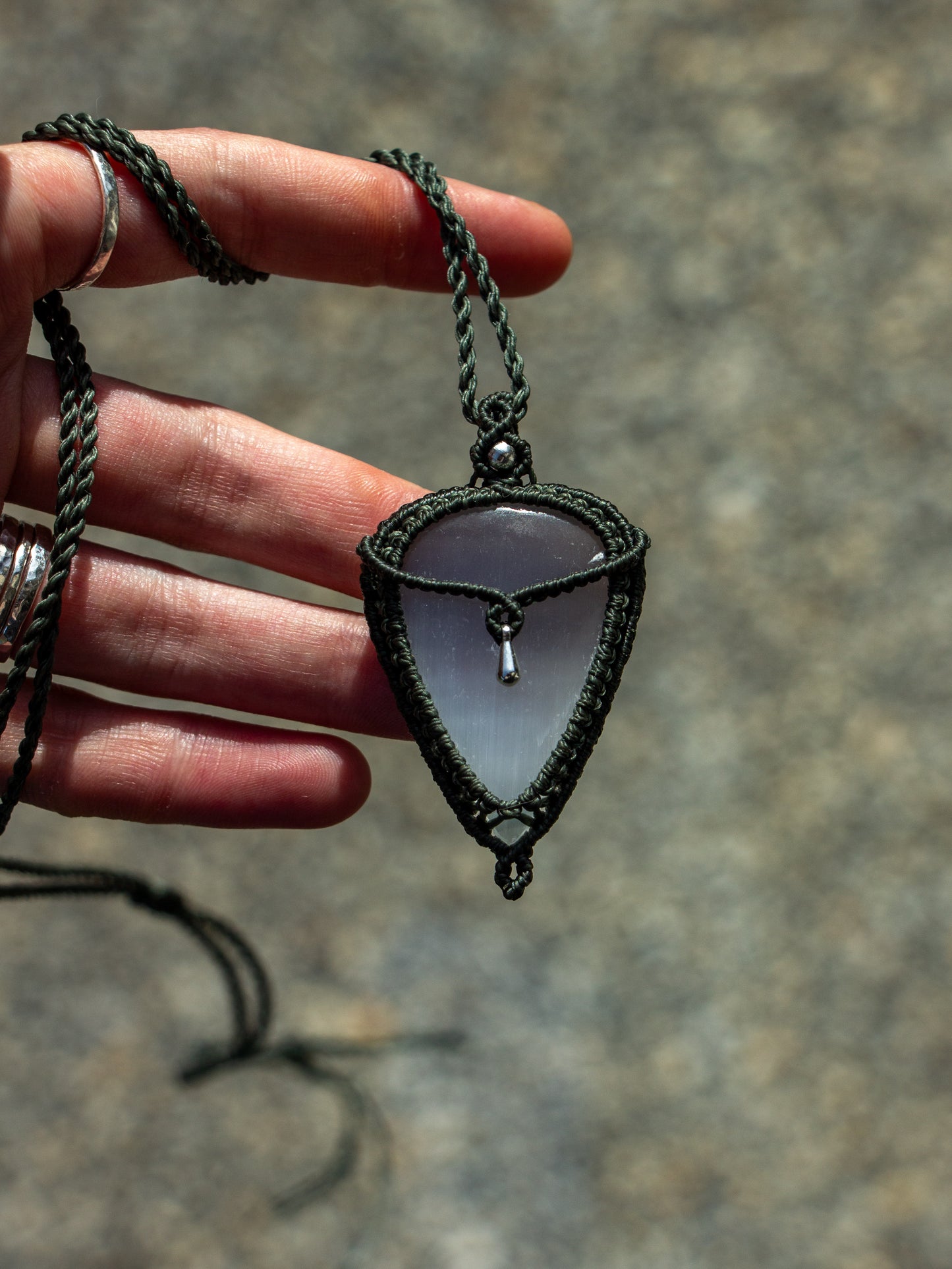 Selenite macrame necklace