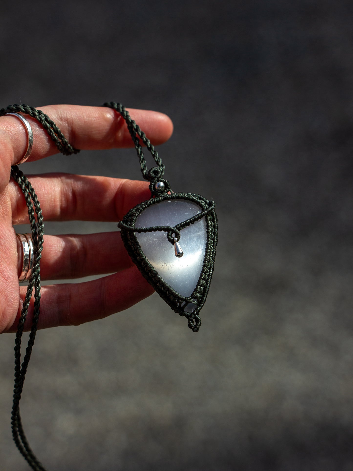Selenite macrame necklace