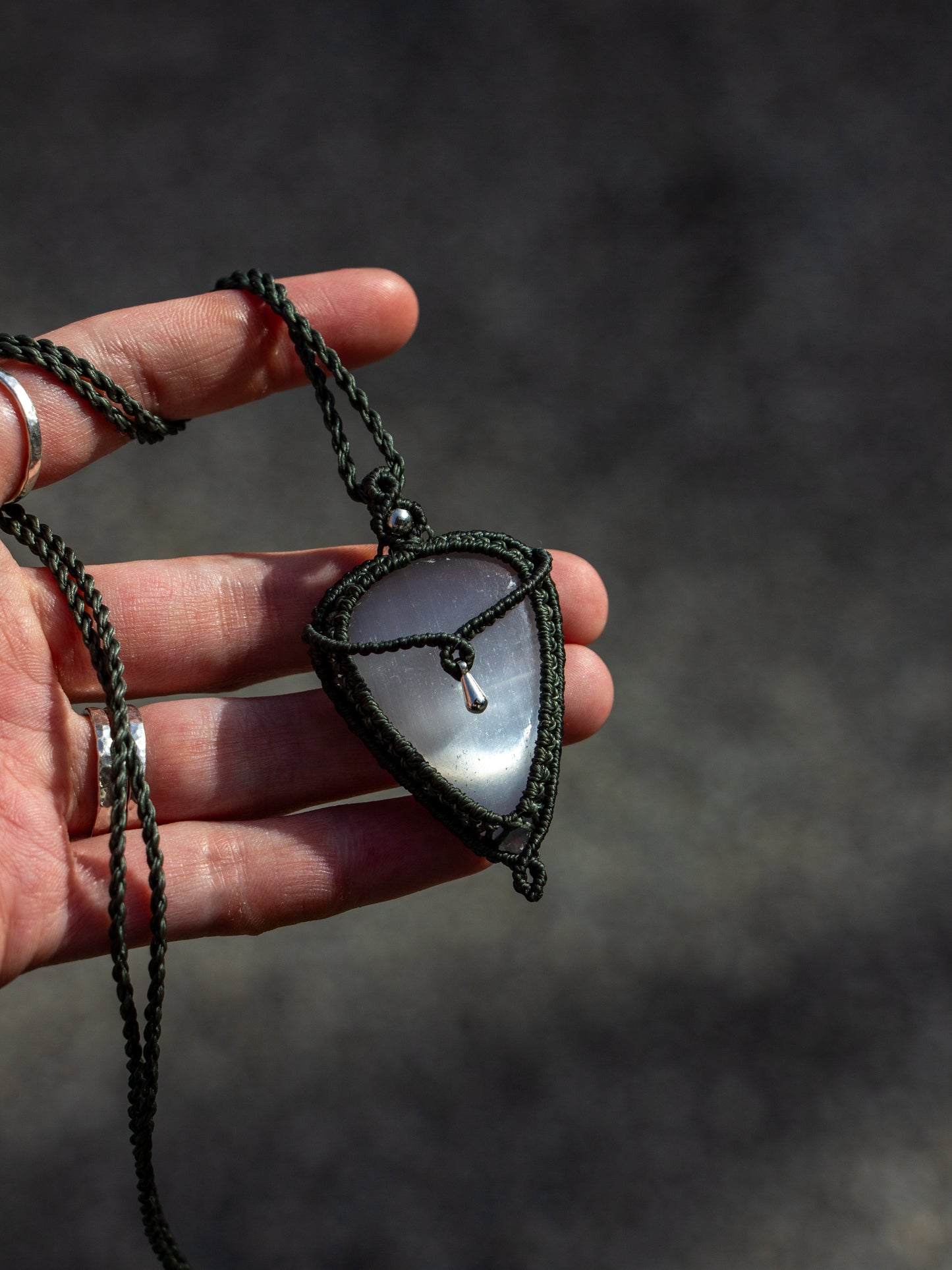 Selenite macrame necklace