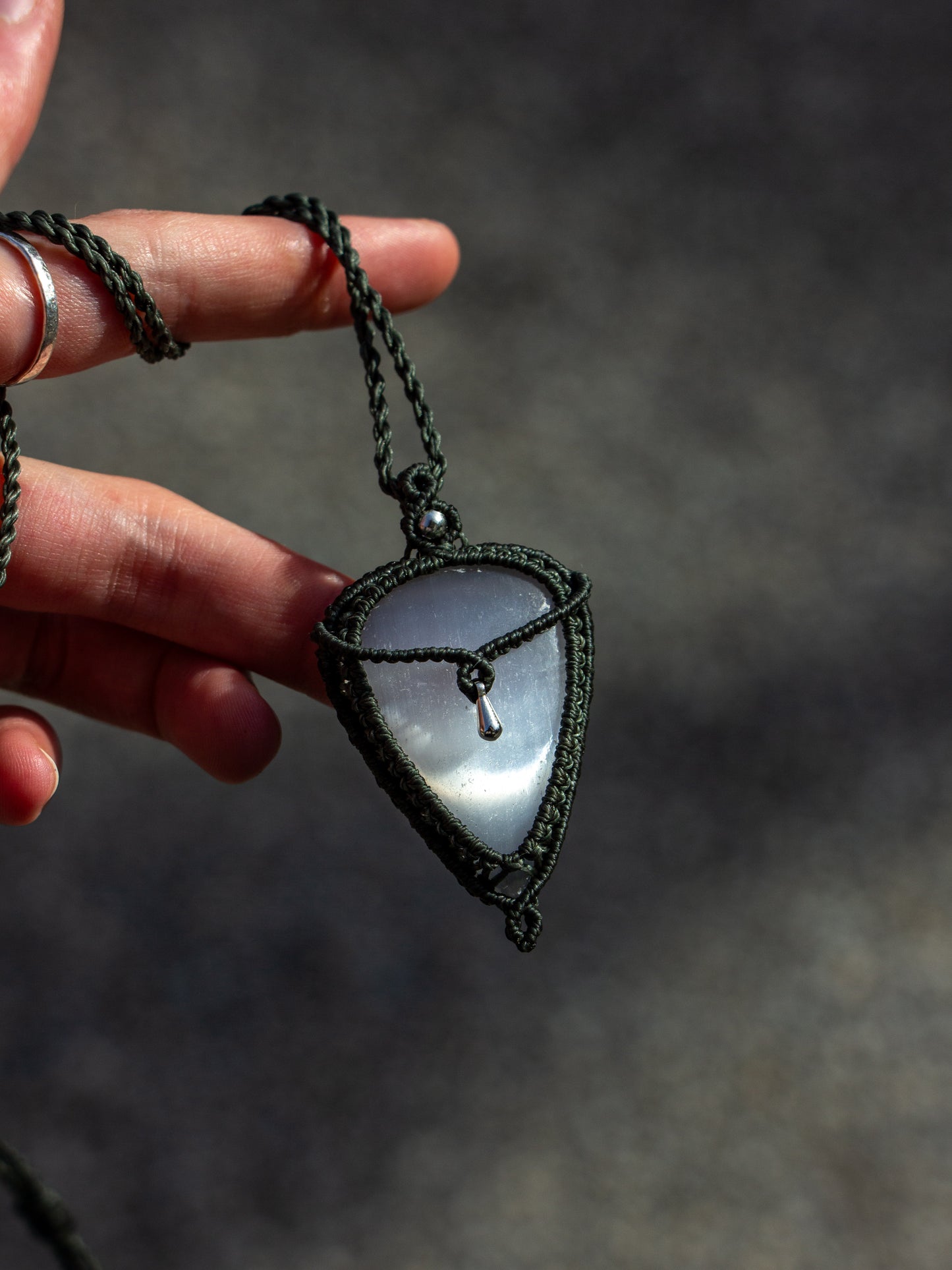 Selenite macrame necklace