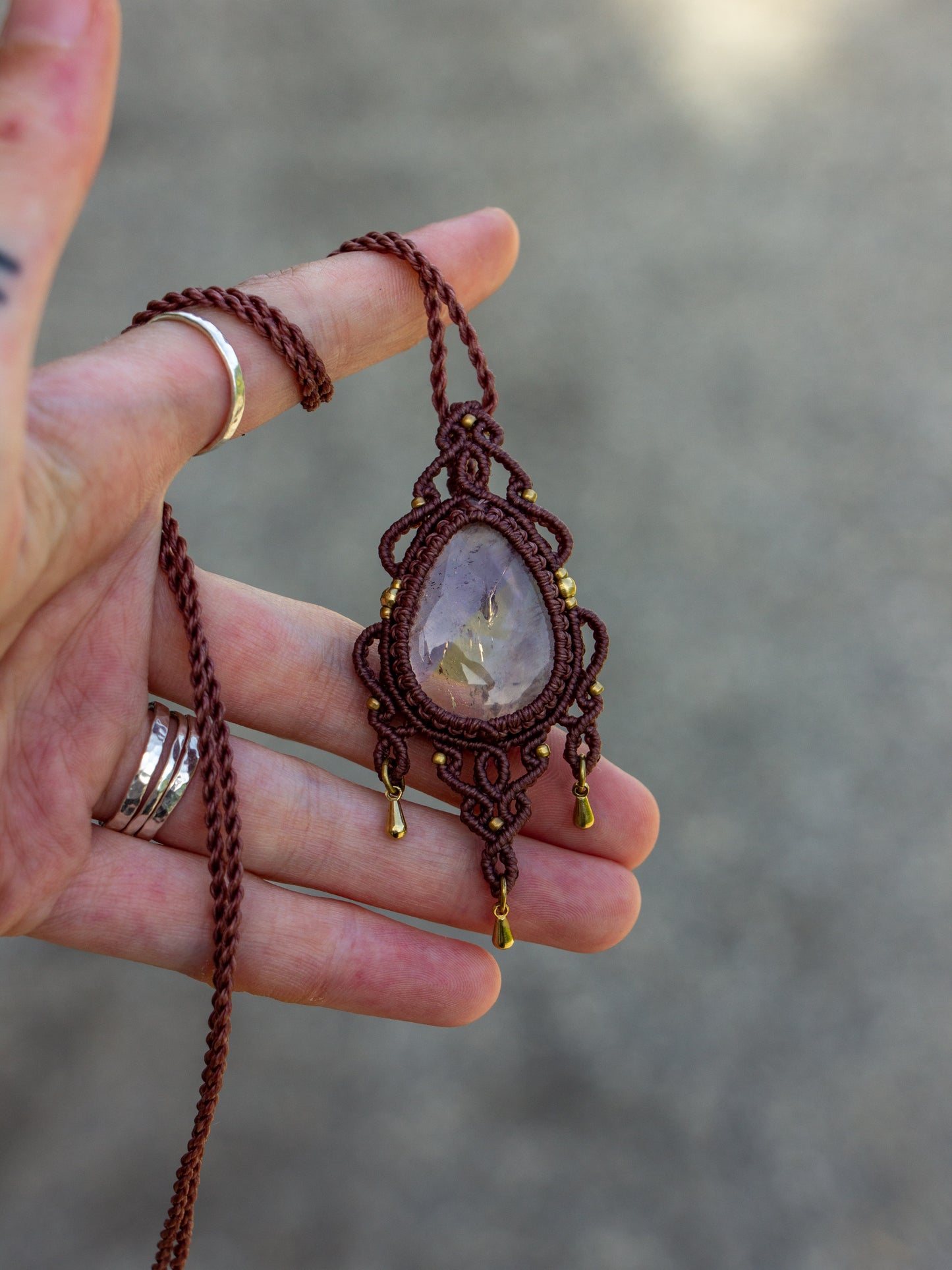 Ametrine macrame necklace