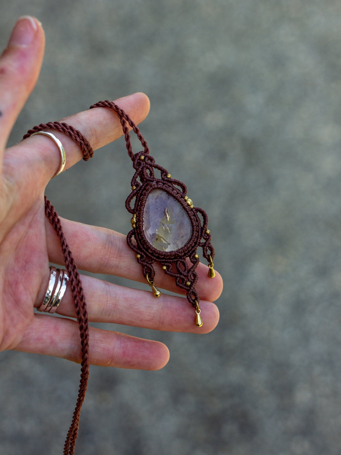 Ametrine macrame necklace