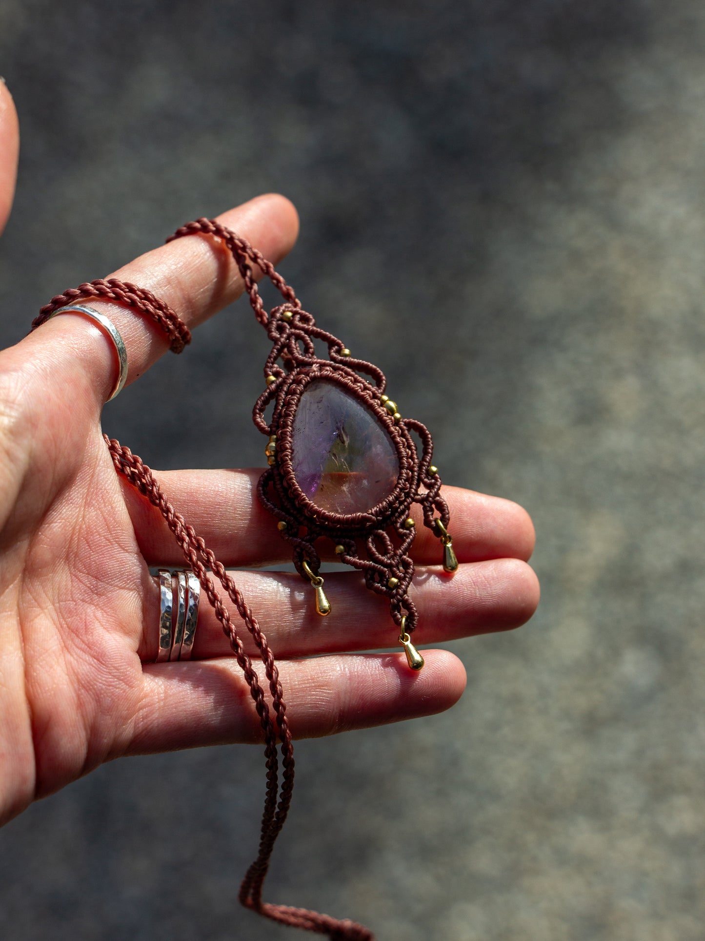 Ametrine macrame necklace