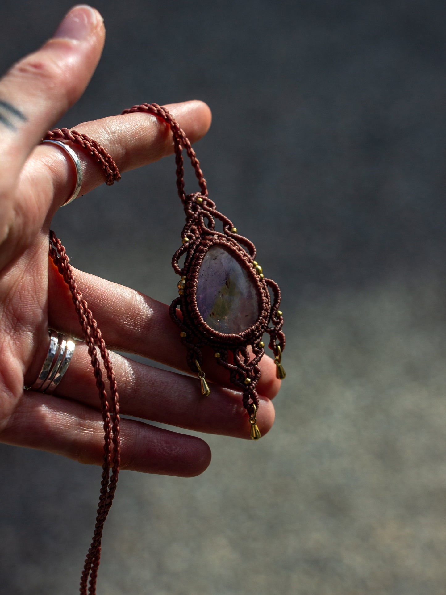 Ametrine macrame necklace