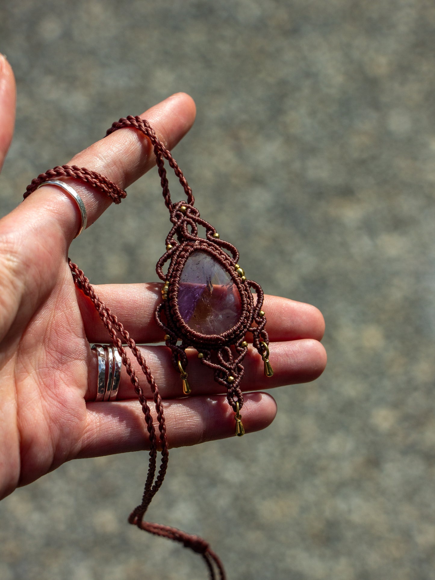 Ametrine macrame necklace